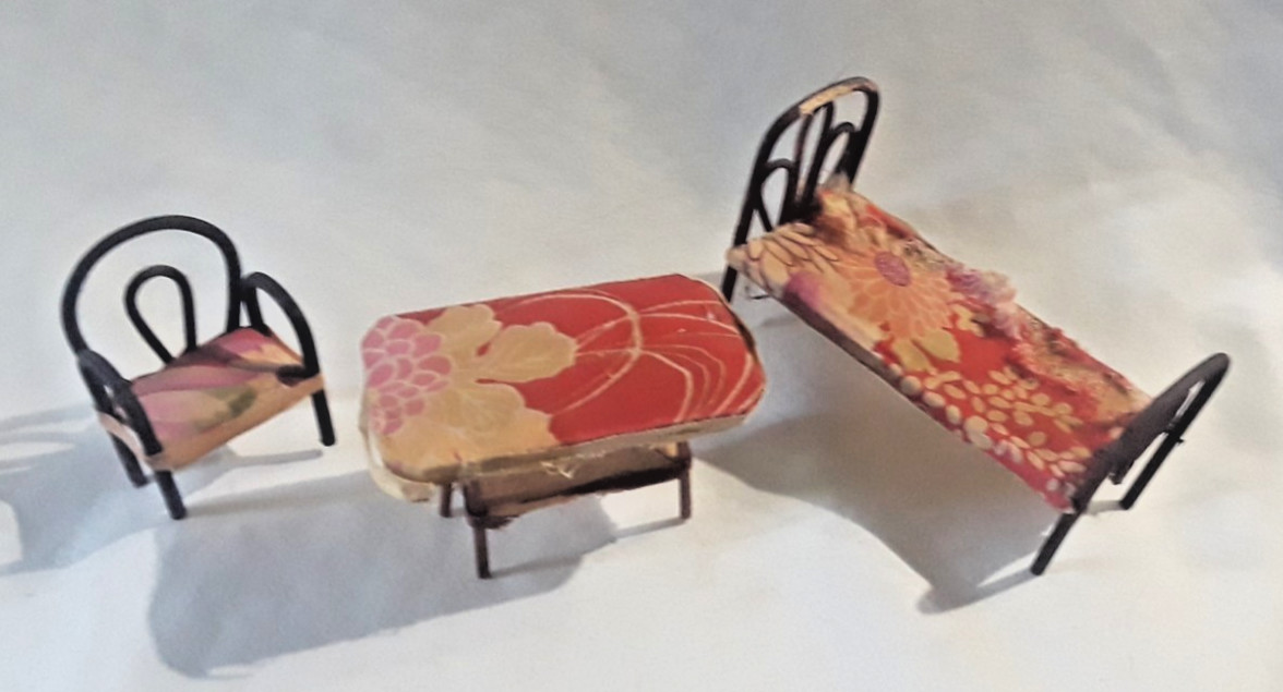 1950s - 1960s Vintage DOLLHOUSE lot of 3 modern furniture miniatures, Japan Made 1950s - 1960s Vintage DOLLHOUSE lot of 3 modern furniture miniatures, Japan Made