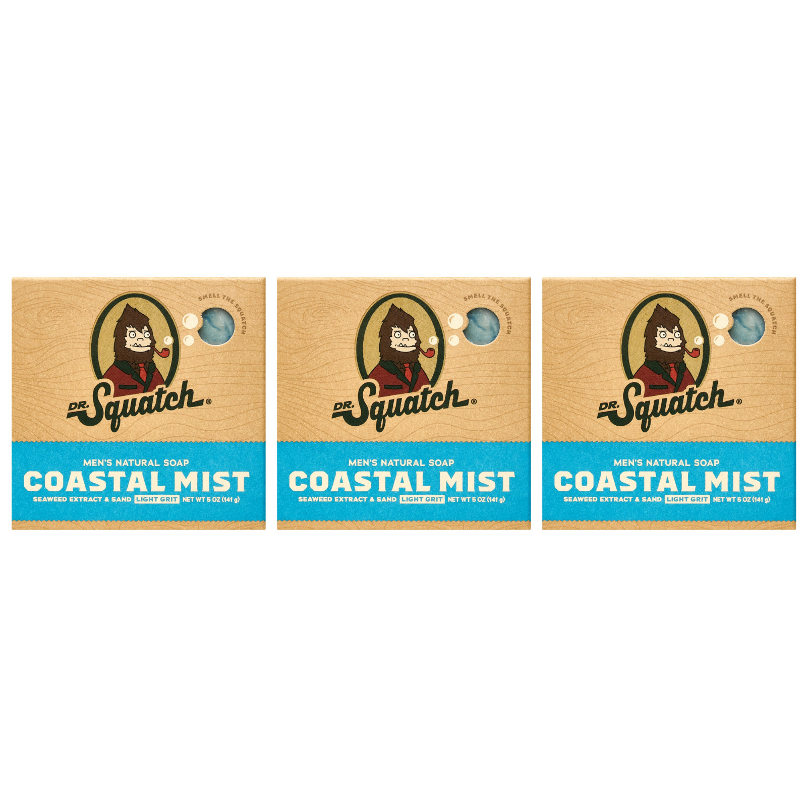 Dr. Squatch Men's Natural Bar Soap Coastal Mist 5 oz 3-Pack
