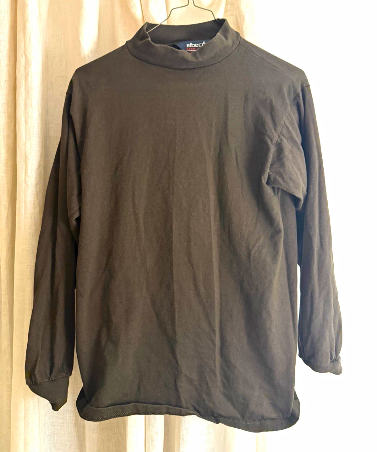 Elbeco Men\'s Brown Cotton Solid Mock Neck Long Sleeve T-Shirt Size S