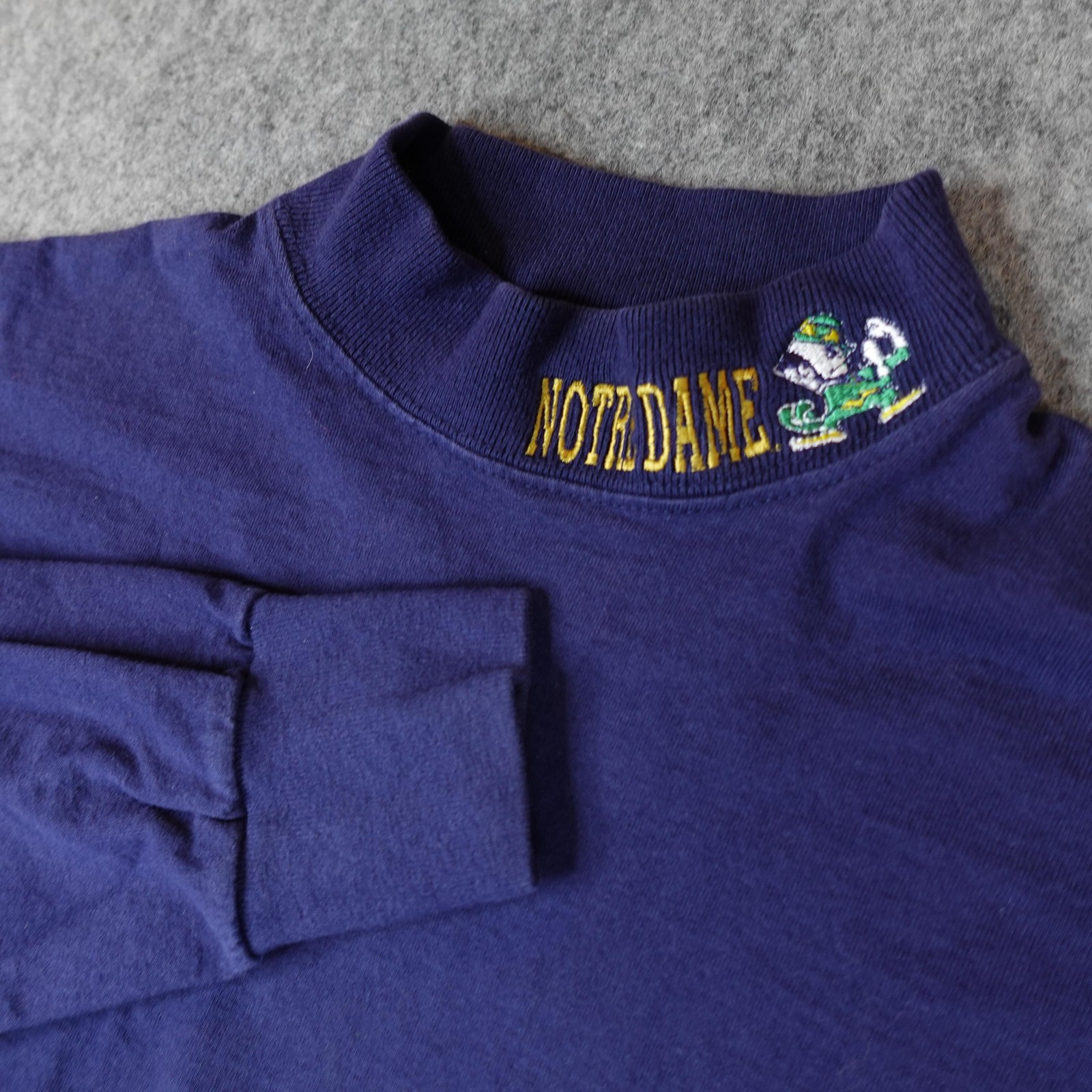 Vintage Notre Dame Fighting Irish Shirt Mens XL Long Sleeve Mock Turtle Neck 90s