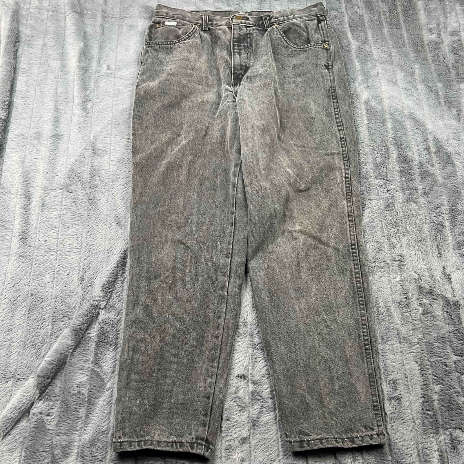Vintage Chic Jeans Womens 18WP Gray Acid Wash High Rise Tapered Leg Made in USA