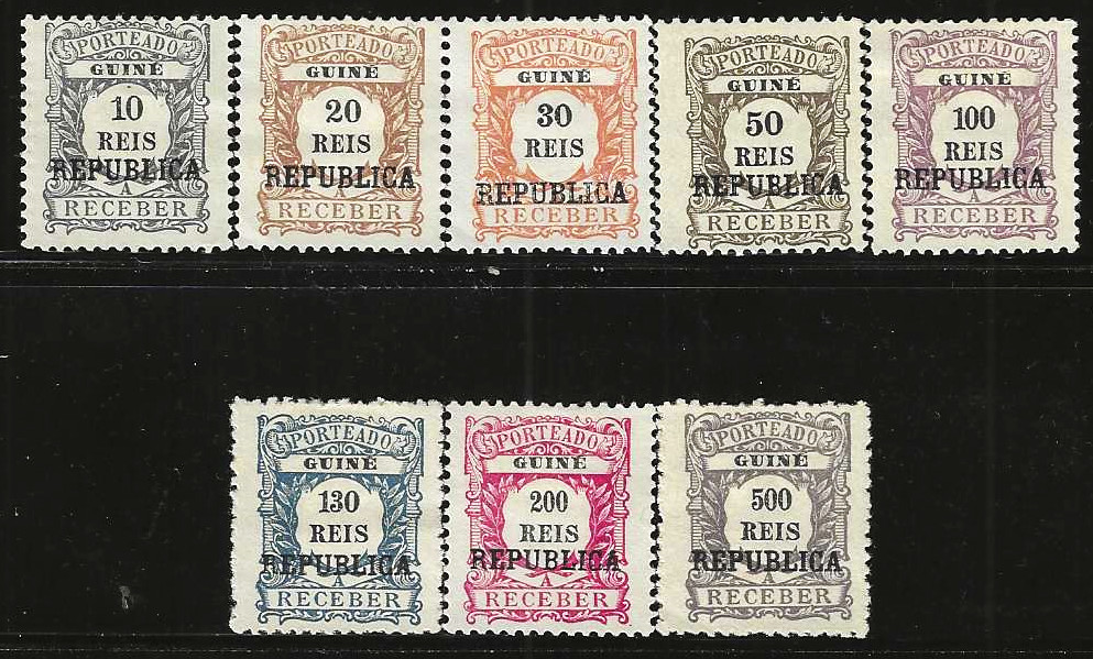 Portuguese Guinea 1919 Mint/LH 3rd Complete Postage Due Set (8), FOG XF-Superb Portuguese Guinea 1919 Mint/LH 3rd Complete Postage Due Set (8), FOG XF-Superb