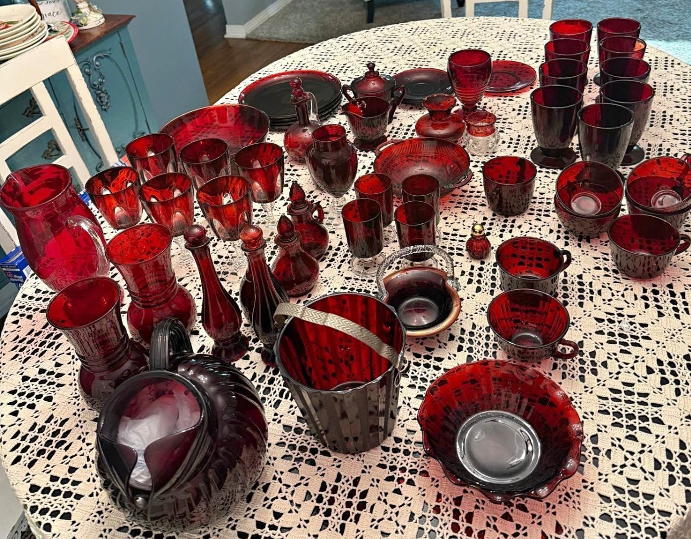 54 pc. Vintage Ruby Red Avon Misc Dishware H. Johnson Estate Liquidation
