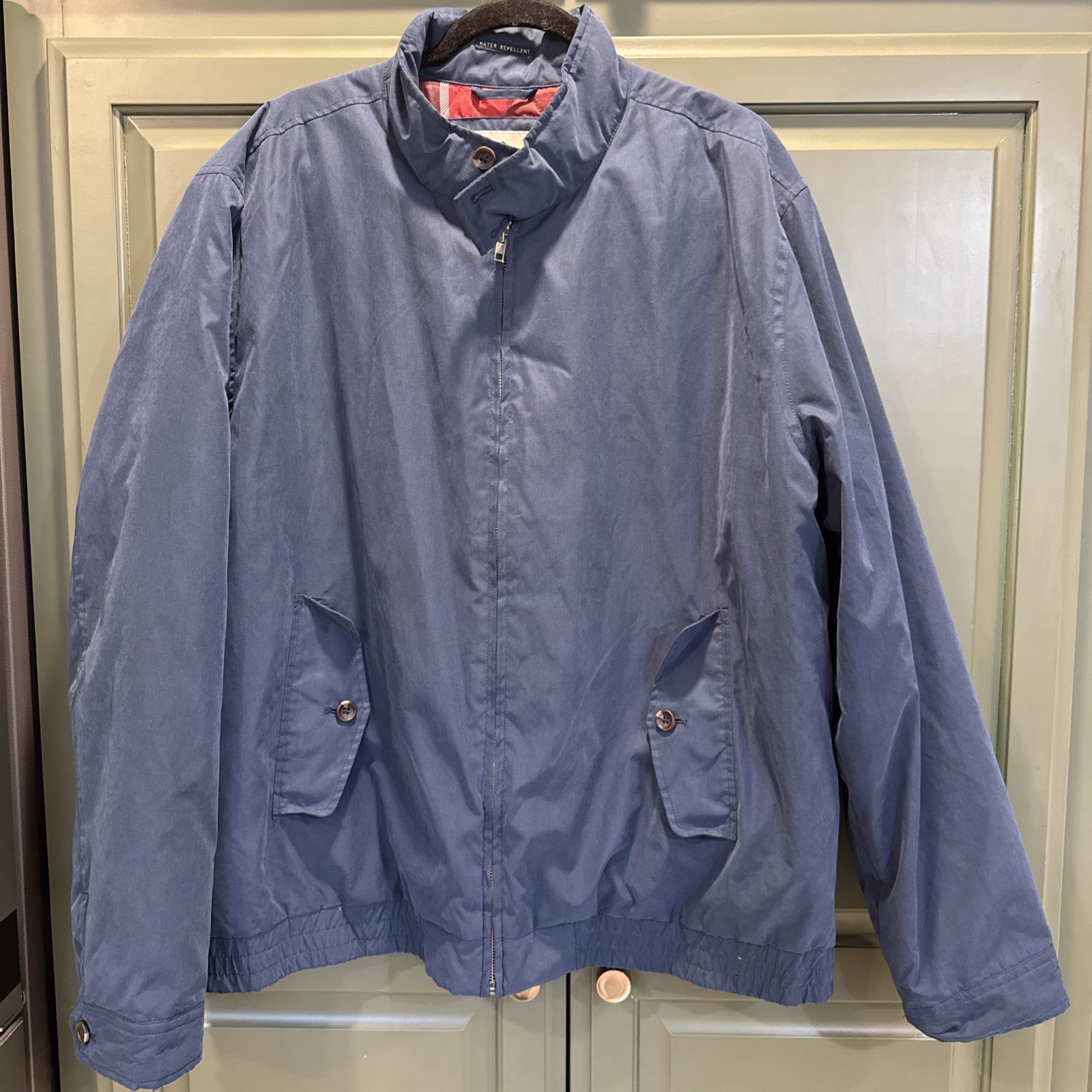 VTG St. John’s Bay Harrington Jacket Mens XL Navy Blue Quilted Plaid Lining 