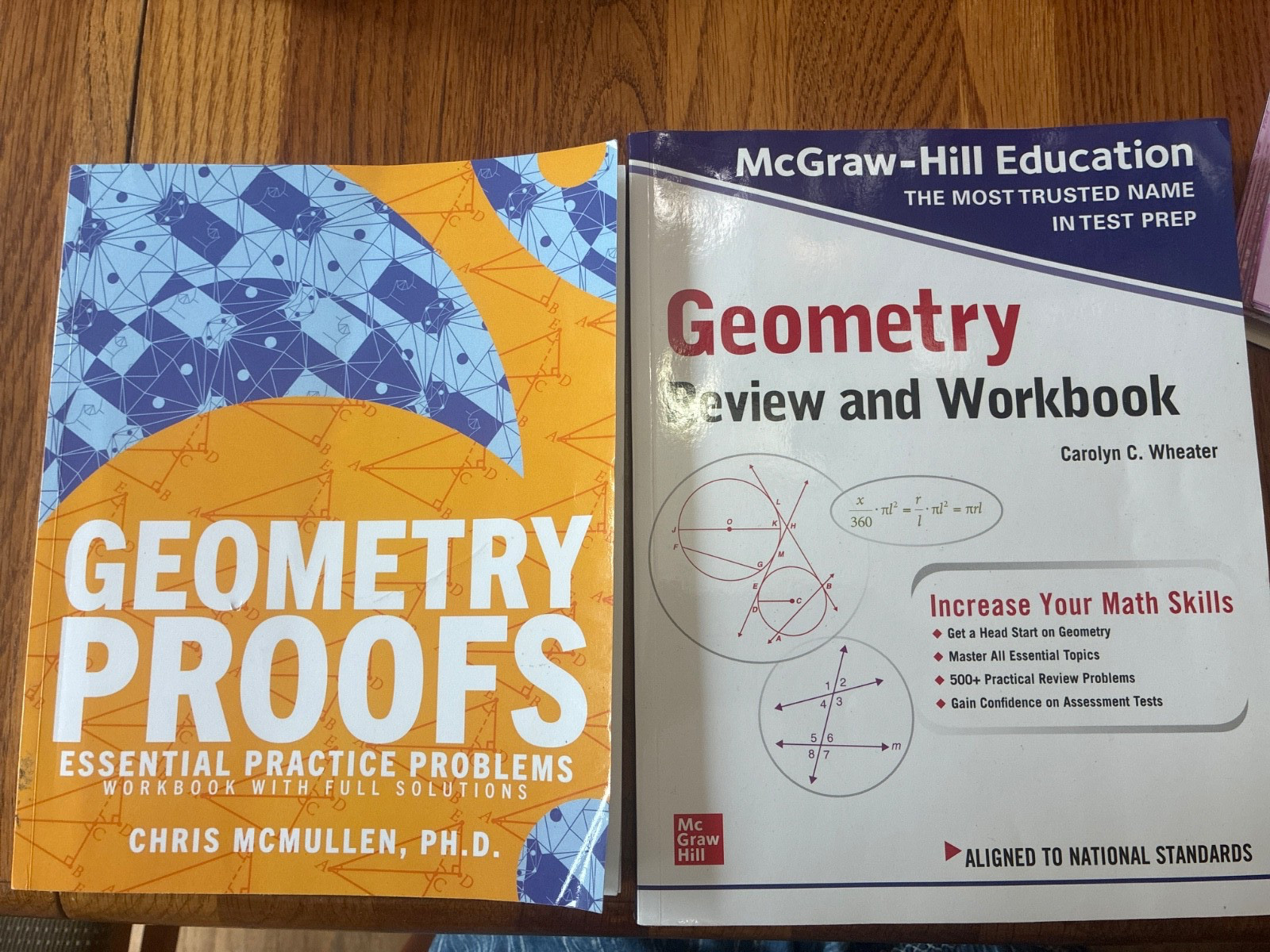 geometry review workbooks geometry proofs by Chris McMullen and McGraw Hill