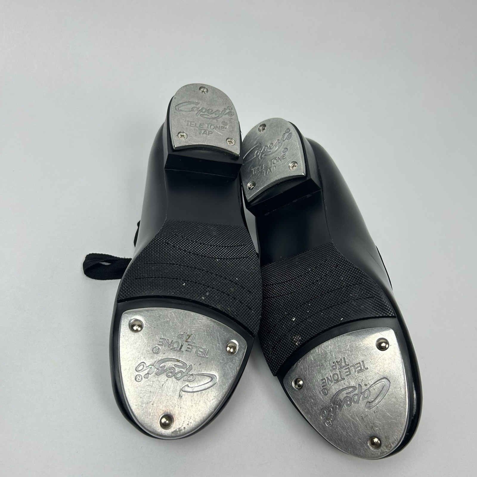 Capezio Tele Tone Tap Shoes Black Patent Leather Lace Up Women’s Size 6M