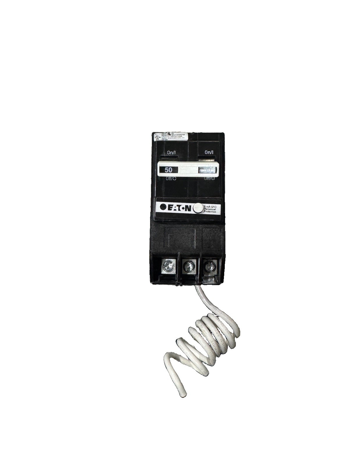 Eaton BRN250GF 50A 2-Pole 240V Pigtail Neutral GFCI Ground Fault Circuit Breaker Eaton BRN250GF 50A 2-Pole 240V Pigtail Neutral GFCI Ground Fault Circuit Breaker