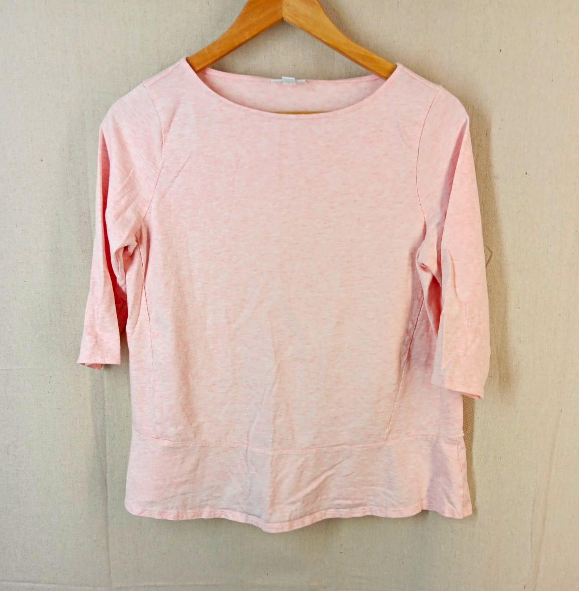 Pure Jill Women’s S Pink Solid Knit Round Neck 3/4 Sleeve Pullover Top