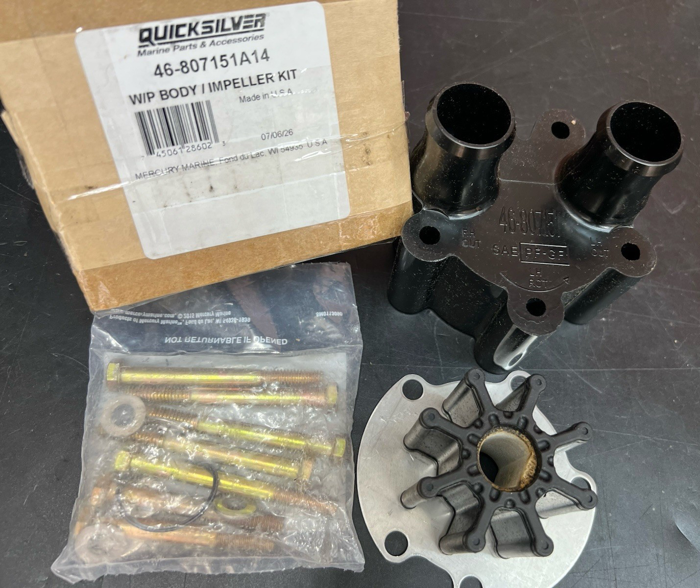 Quicksilver 46-807151A14 Sea Water Pump Body Impeller Kit MerCruiser OEM