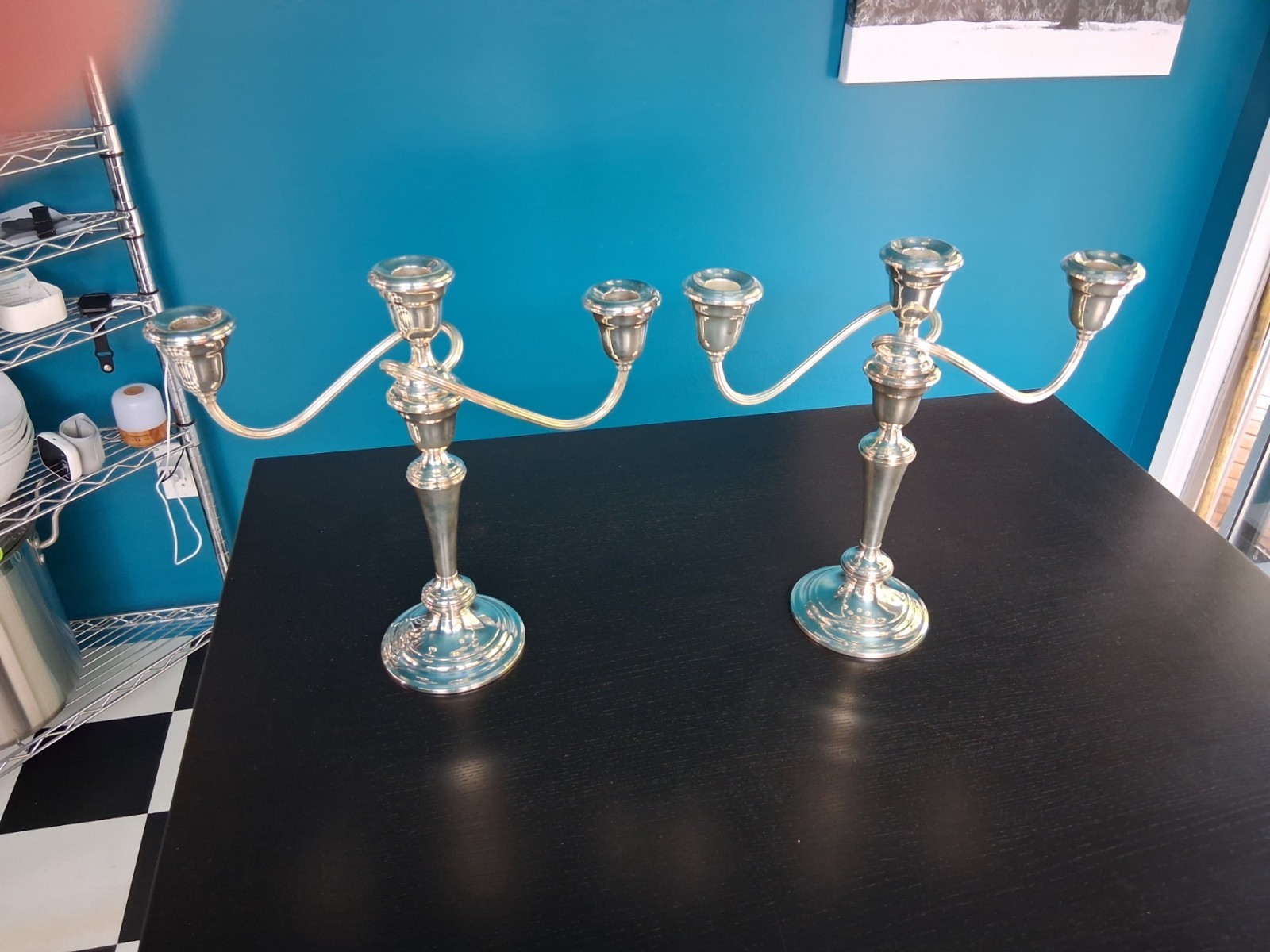 Pair of Vintage Silver Plated 3 Arm Candelabras by Gorham YC3032/YCP