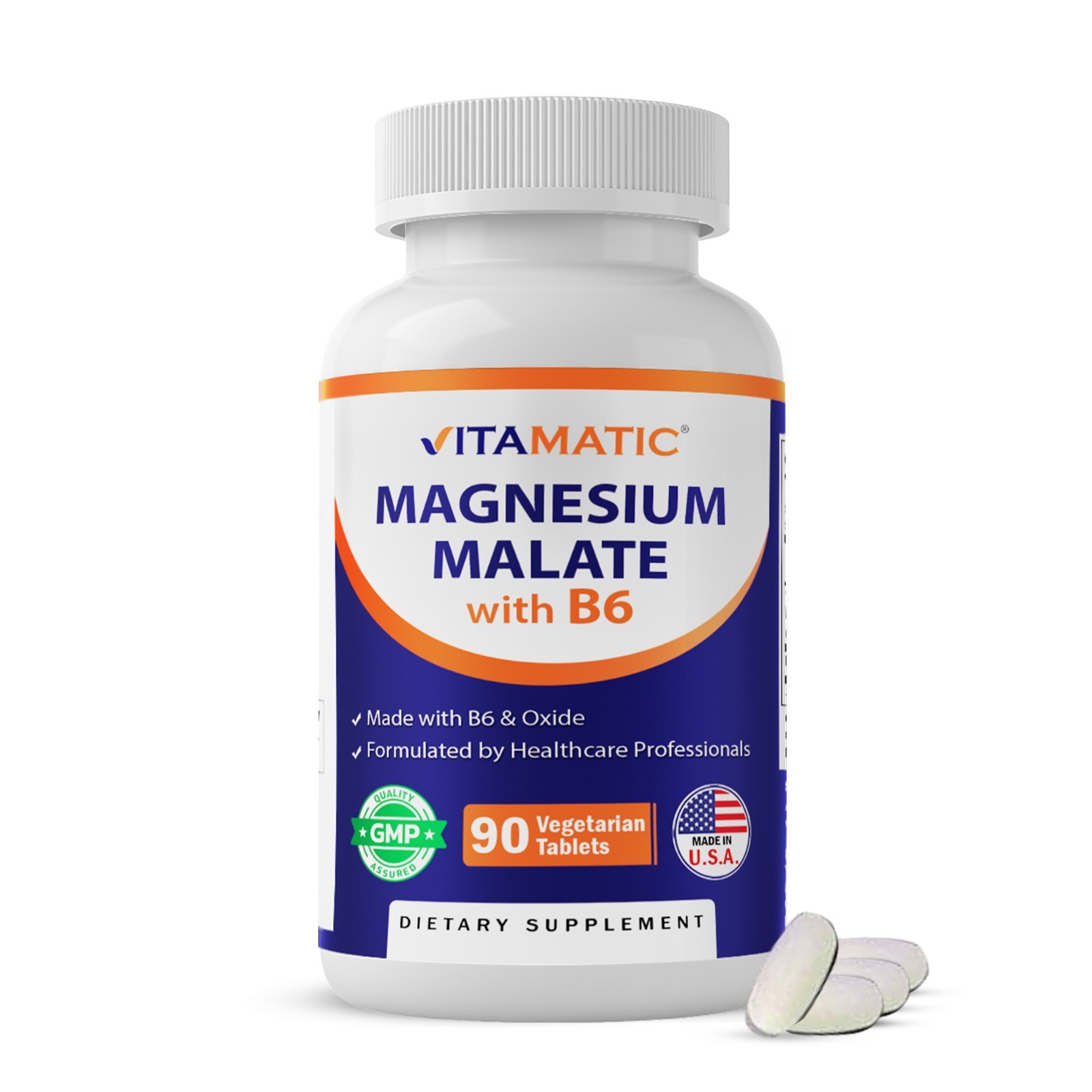 Vitamatic Magnesium Malate 2000mg per Serving - 90 Vegetarian Tablets - Added B6 Vitamatic Magnesium Malate 2000mg per Serving - 90 Vegetarian Tablets - Added B6