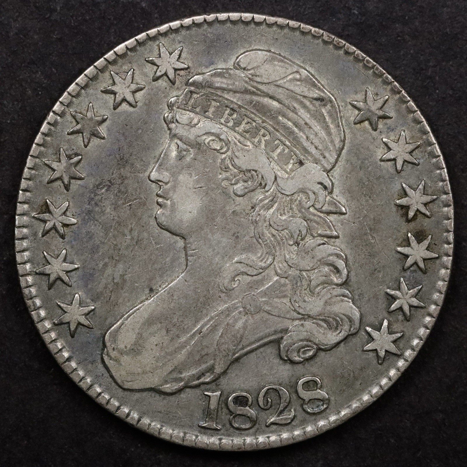 1828 Curl Base 2, No Knob 50c Capped Bust Half Dollar - XF 1828 Curl Base 2, No Knob 50c Capped Bust Half Dollar - XF
