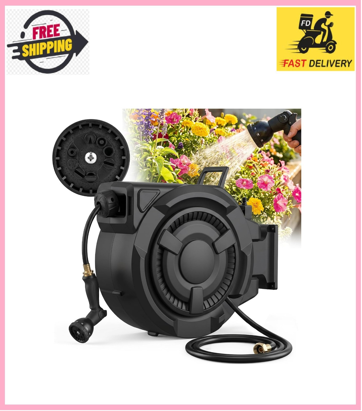 wikiwiki Retractable Garden Hose Reel, 5/8\ wikiwiki Retractable Garden Hose Reel, 5/8\