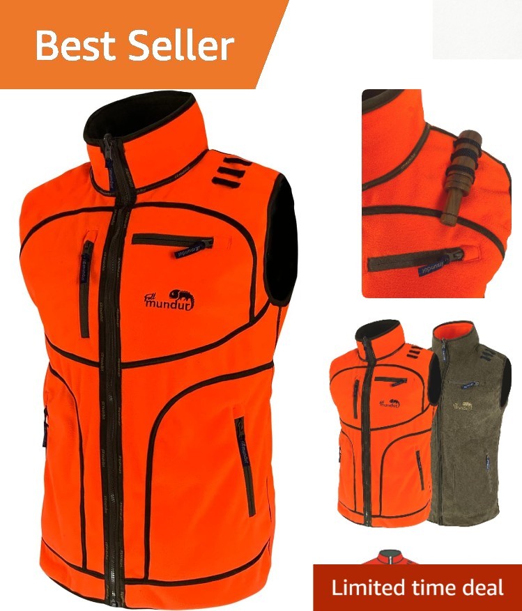 Men\'s Waterproof Reversible Hunting Vest - Orange Fleece & Brown Casual Style