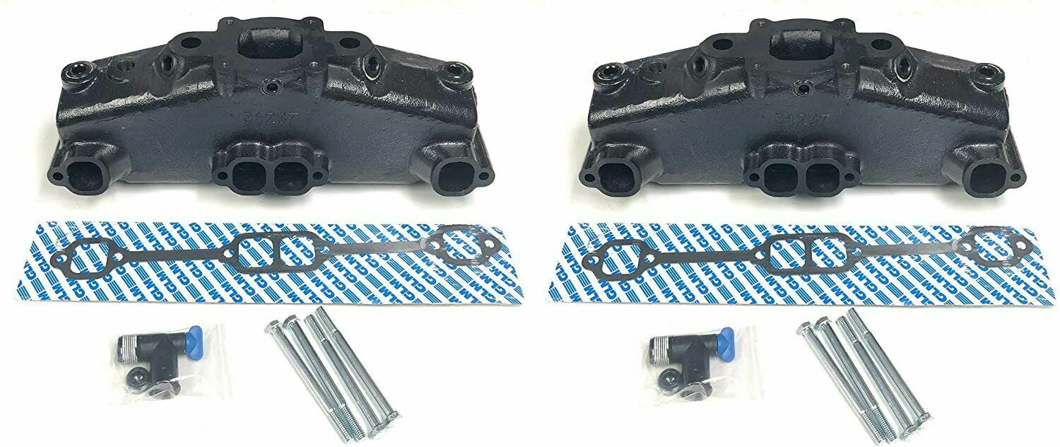 TWO (2) GLM Marine Dry Joint Exhaust Manifolds 2002 AND NEWER 5.0 5.7 MERCRUISER