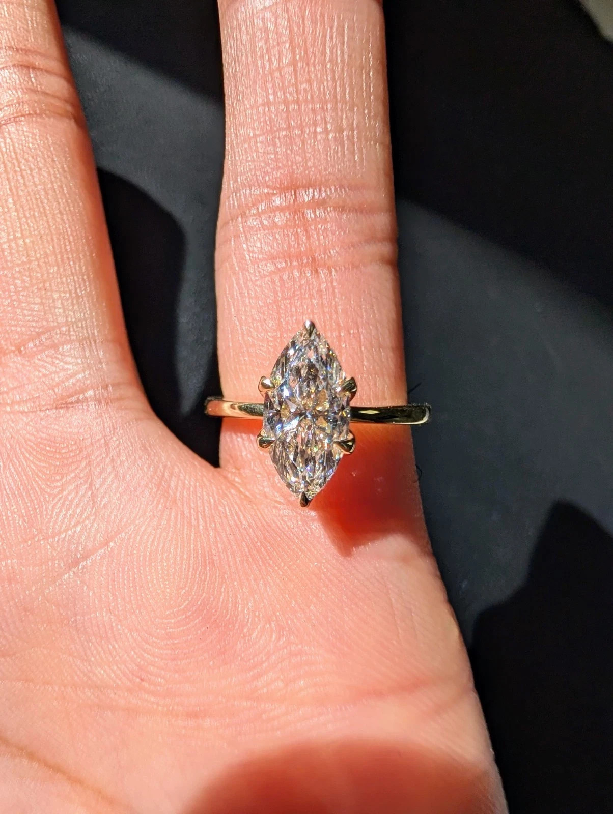 3Ct Marquise Cut Moissanite Solitaire Women Engagement Ring 14K Gold Plated