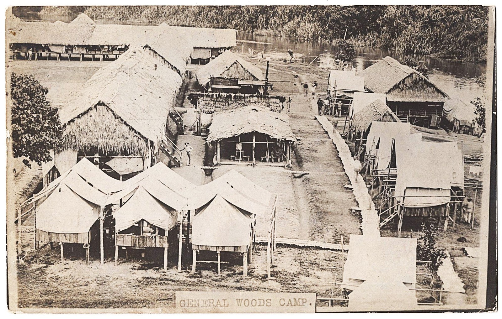 real photo Panama Canal Zone - General Woods Camp mailed antique postcard RPPC