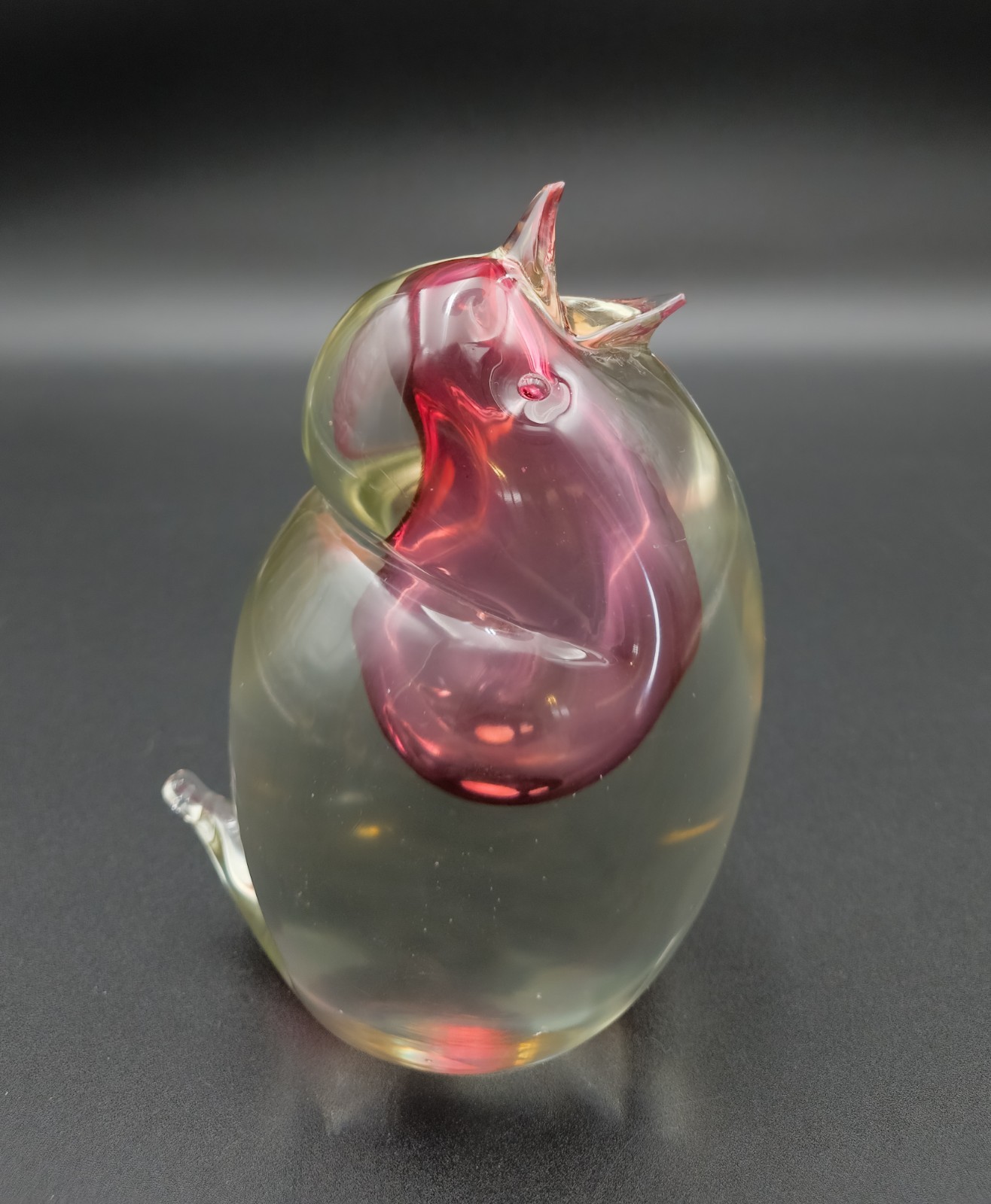 Murano Uranium Labeled Salviati Chick Large Art Glass Venetian Italian