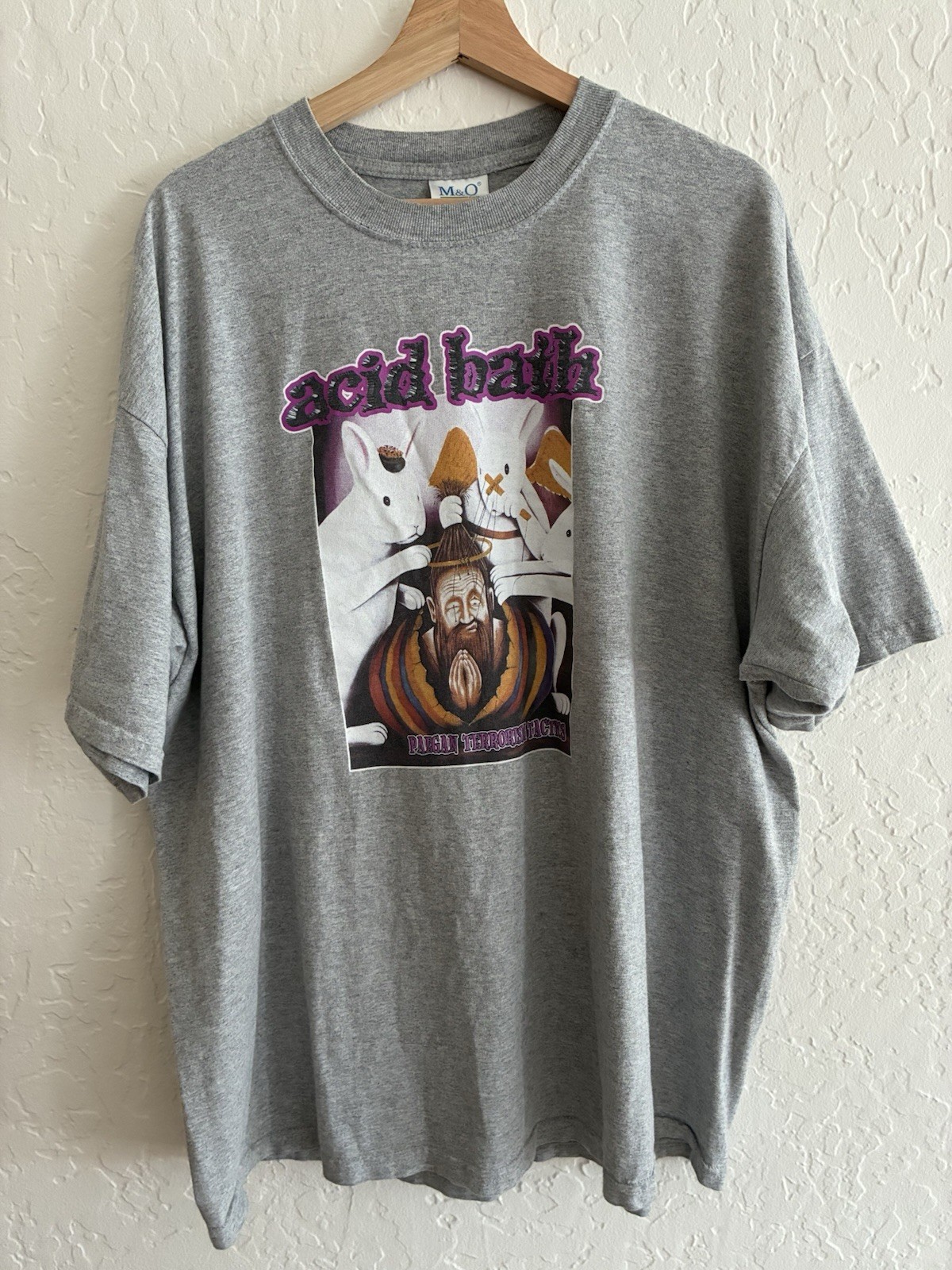 Vintage Acid Bath Paegan Terrorism Tactics Shirt Grey XXL M&O Knits