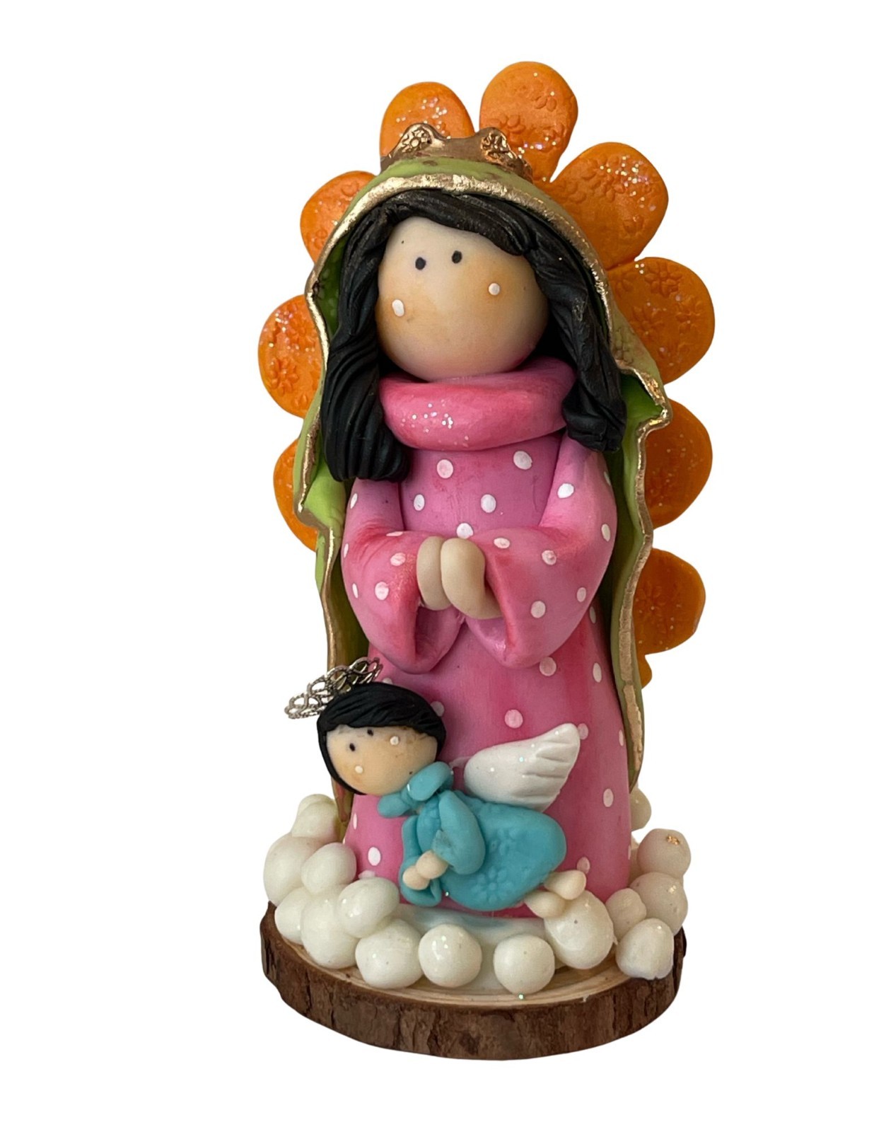 Little Virgin, Please.      This piece is unique and handmade. The main material