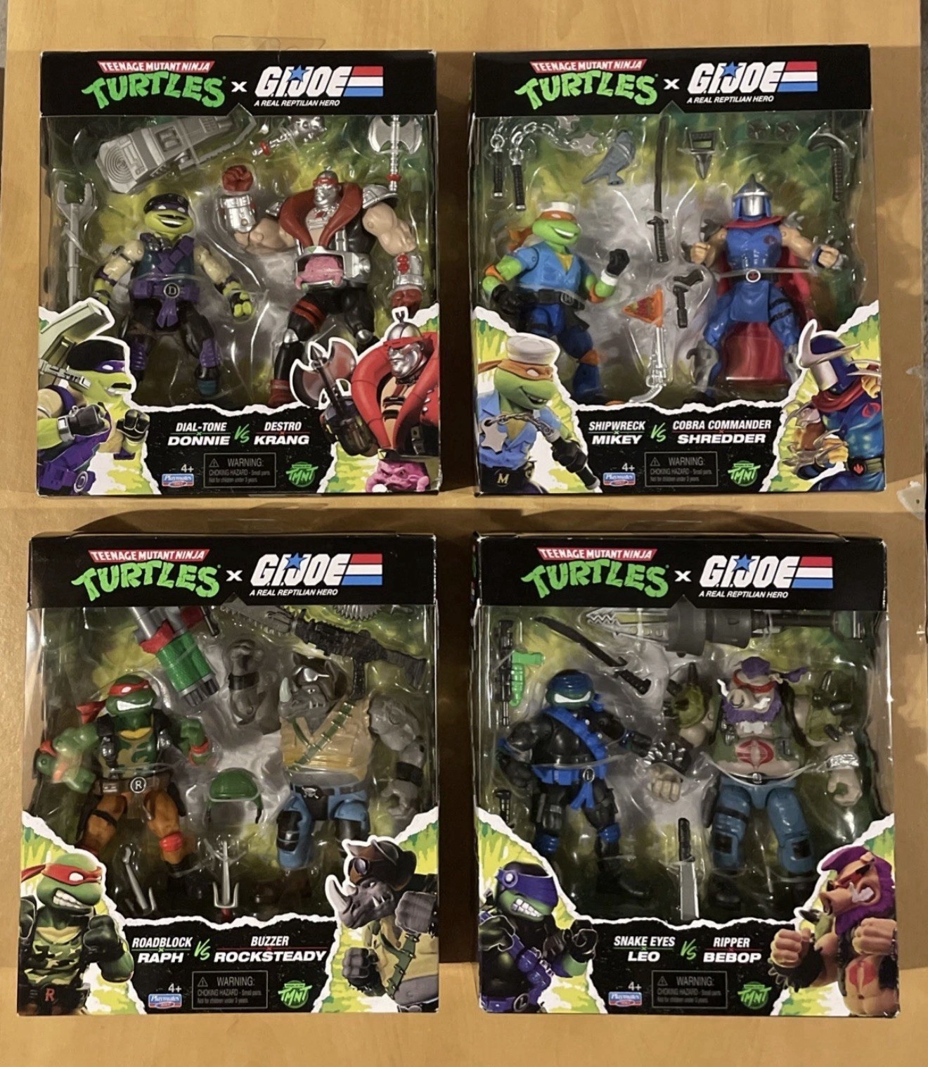 Playmates TMNT x G.I. JOE Mashup Complete Set of 4 Cobra Clash 2-Packs NEW