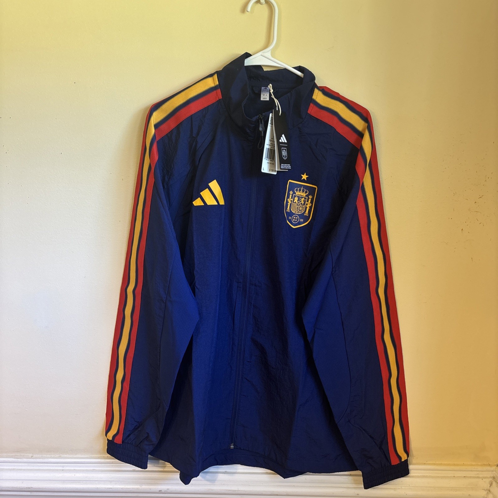 NWT Adidas Spain Home WindBreaker Jacket Blue JZ2253 Men’s Size L Retail $120 NWT Adidas Spain Home WindBreaker Jacket Blue JZ2253 Men’s Size L Retail $120