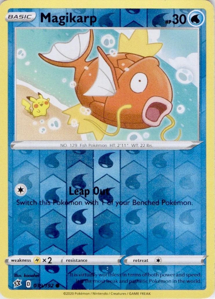 Magikarp 039/192 Common Rebel Clash Pokemon Reverse Holo Near Mint