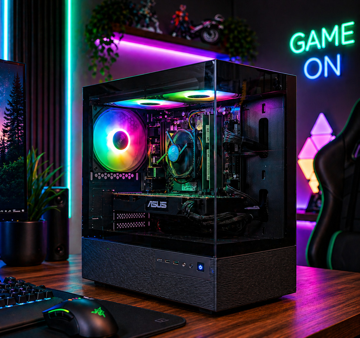 Gaming Desktop PC Black RGB i7 4.2Ghz 16GB 500GB SSD GTX1060 6GB WiFi Win 11
