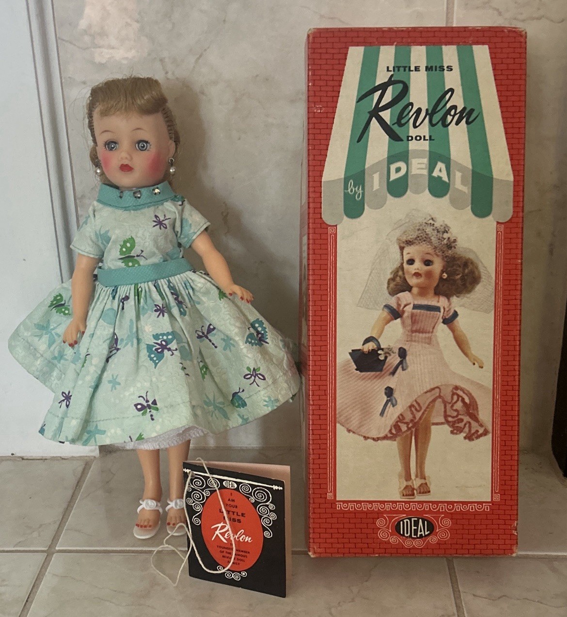 Vintage Ideal Little Miss Revlon Blonde Ponytail Doll Original Box & Hang Tag