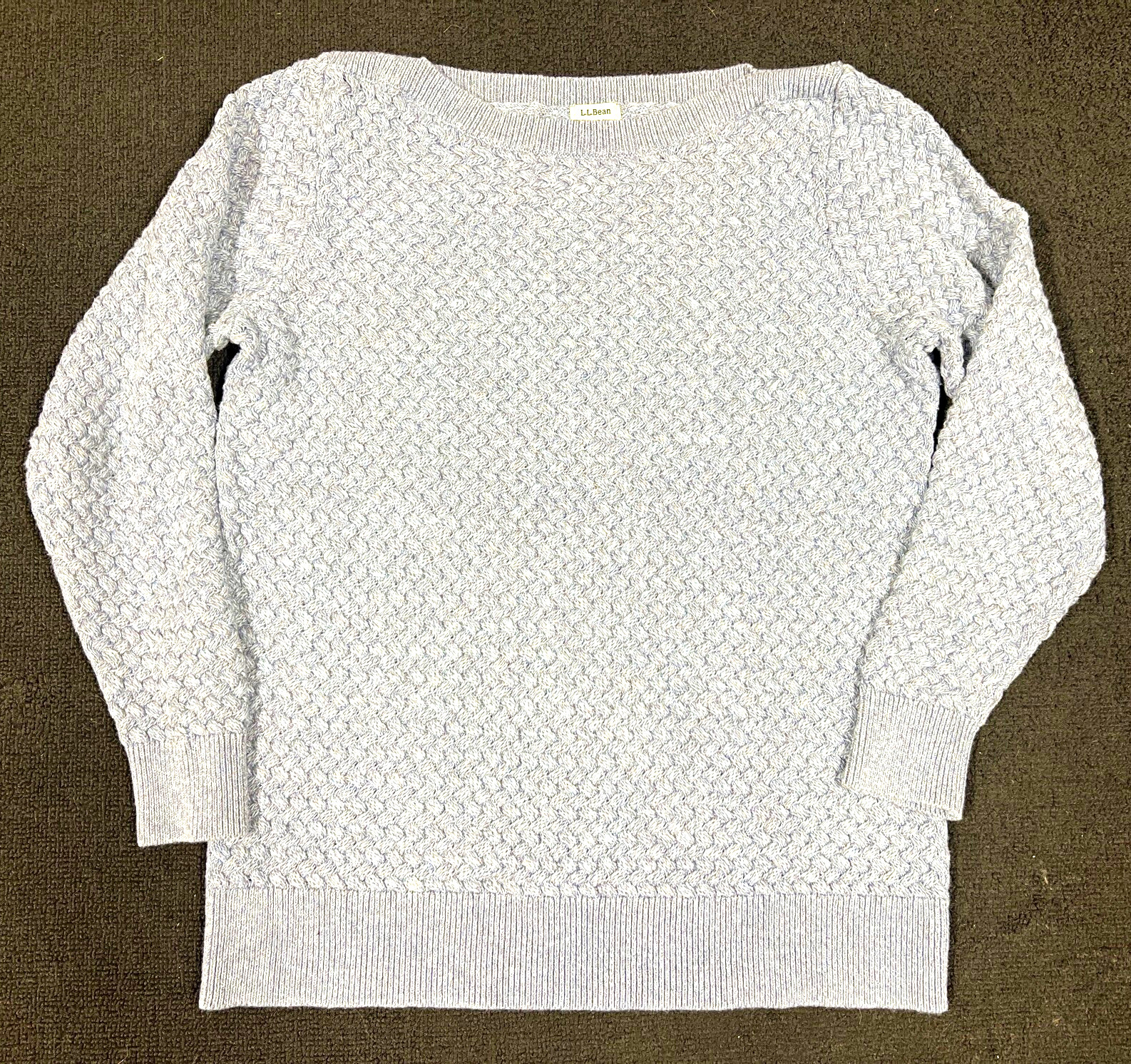L.L.Bean Men\'s Blue Cable-Knit Cotton Crew Neck Pullover Sweater Size L L.L.Bean Men\'s Blue Cable-Knit Cotton Crew Neck Pullover Sweater Size L