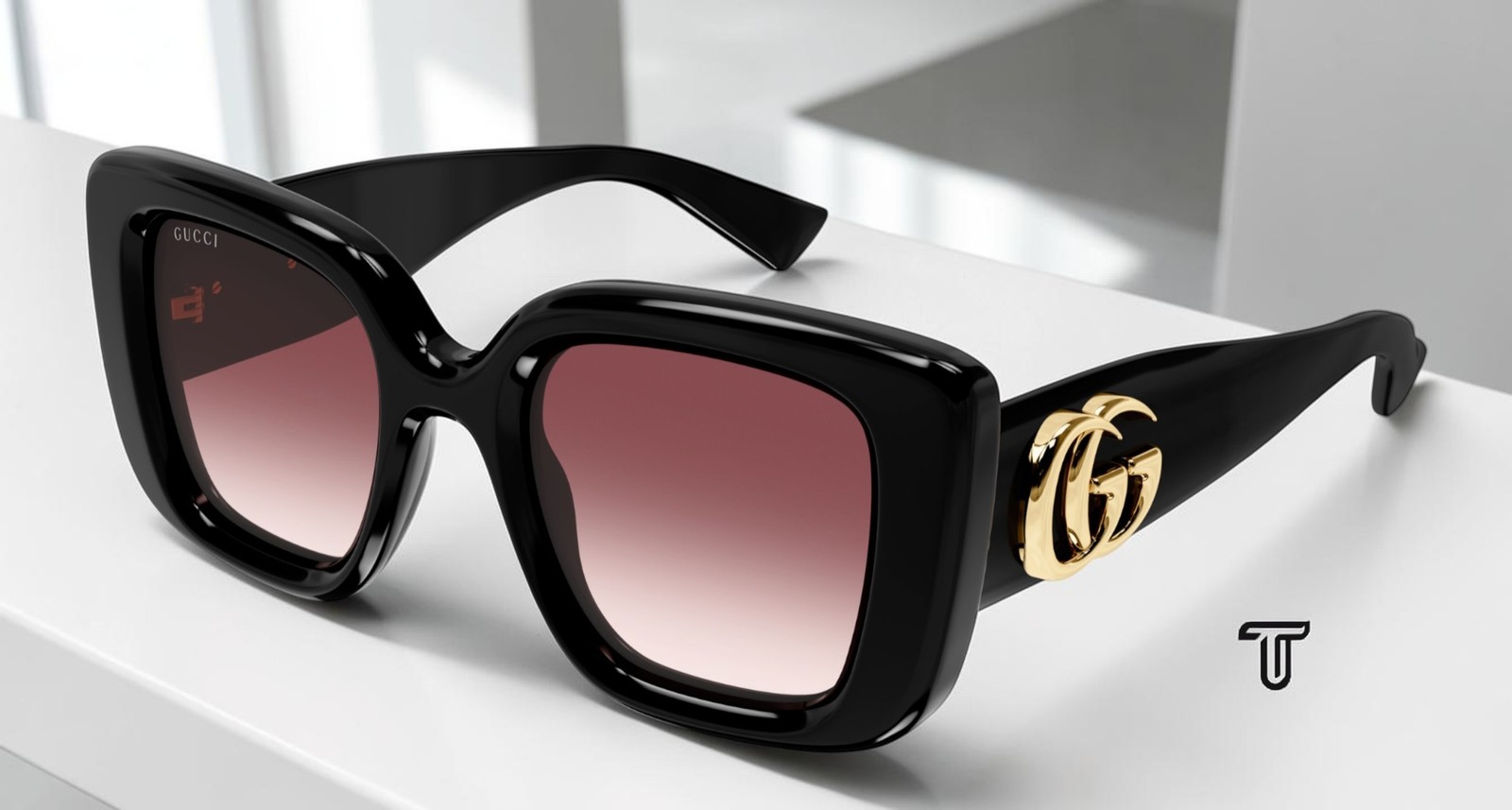 GUCCI GG1975S 001 Black Black Red Lens 50 mm Butterfly Women\'s Sunglasses