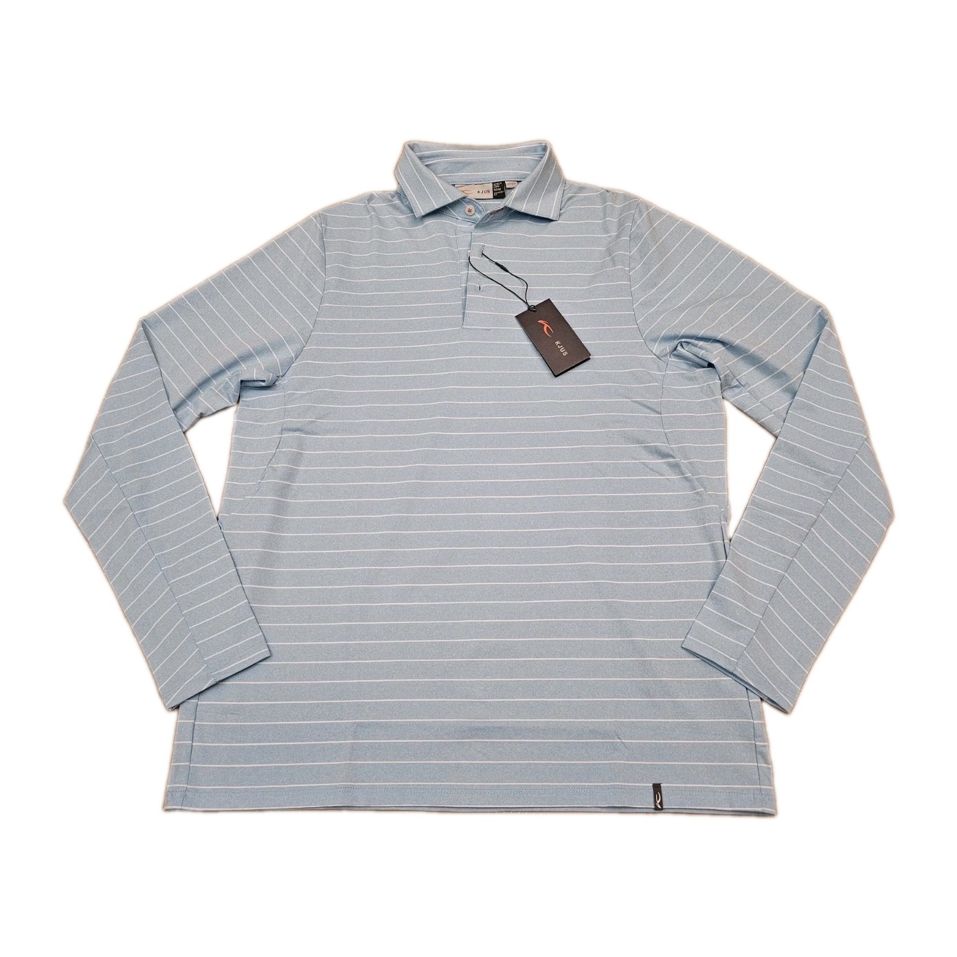 Kjus Soren Long Sleeve Polo Shirt Men\'s M / 50 Blue Striped Golf Performance