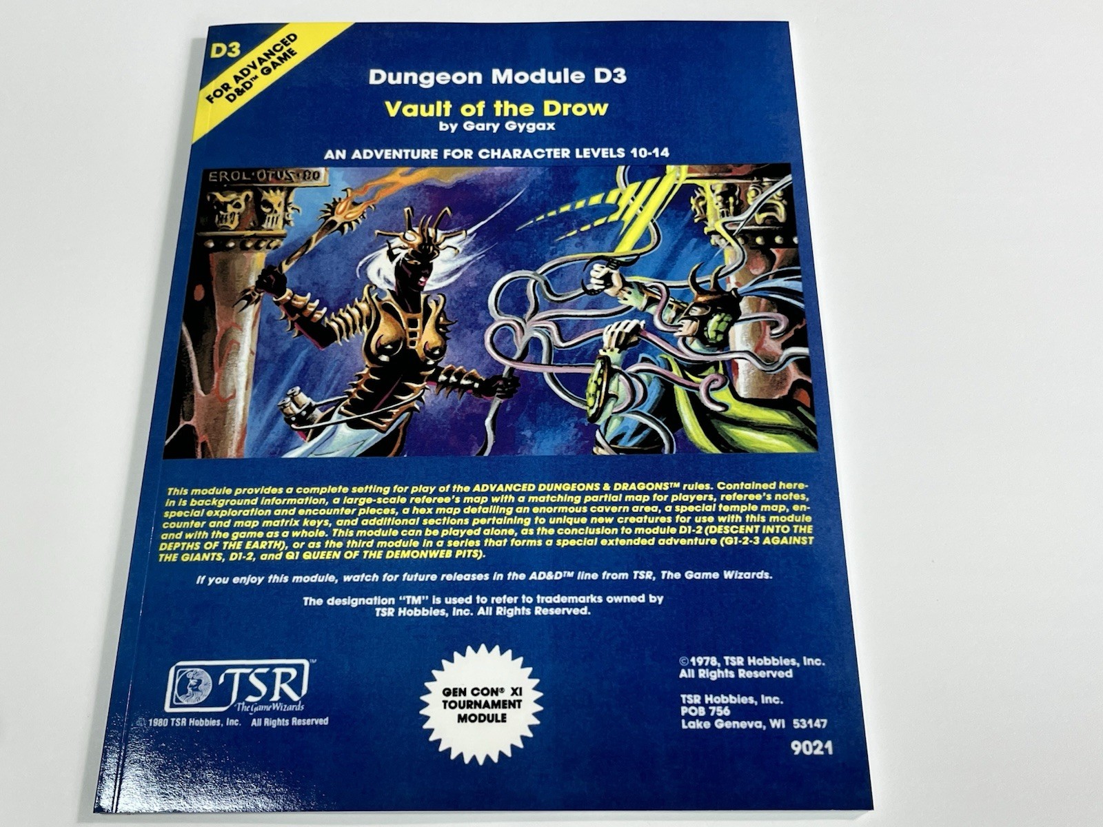 D3 - VAULT OF THE DROW DUNGEONS AND DRAGONS AD&D TSR 9021 REPRINT
