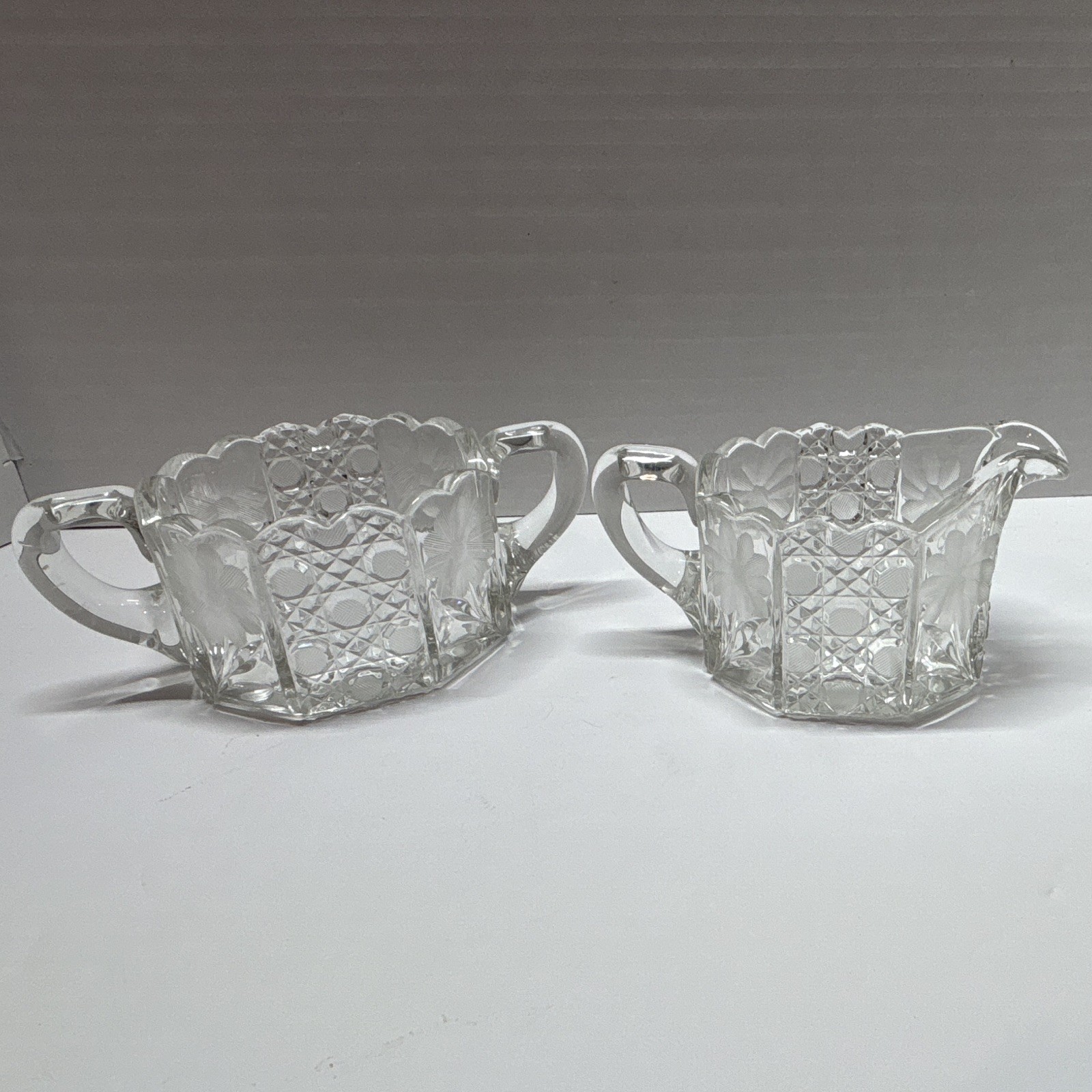 Antique McKee Glass Innovation No. 410 Creamer and Sugar Set C. 1916 EAPG