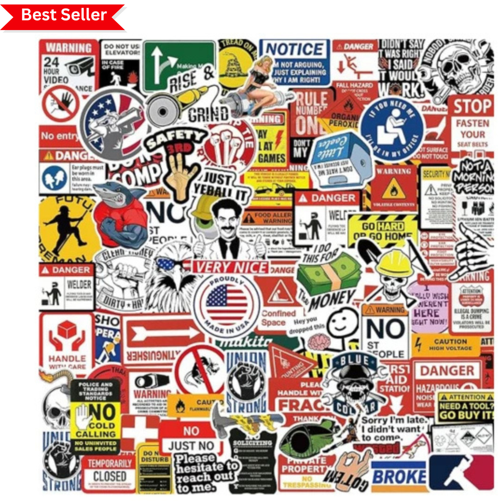 160 Funny Blue Collar Stickers for Adult Men\'s Hard Hats & Tools - Great Gifts