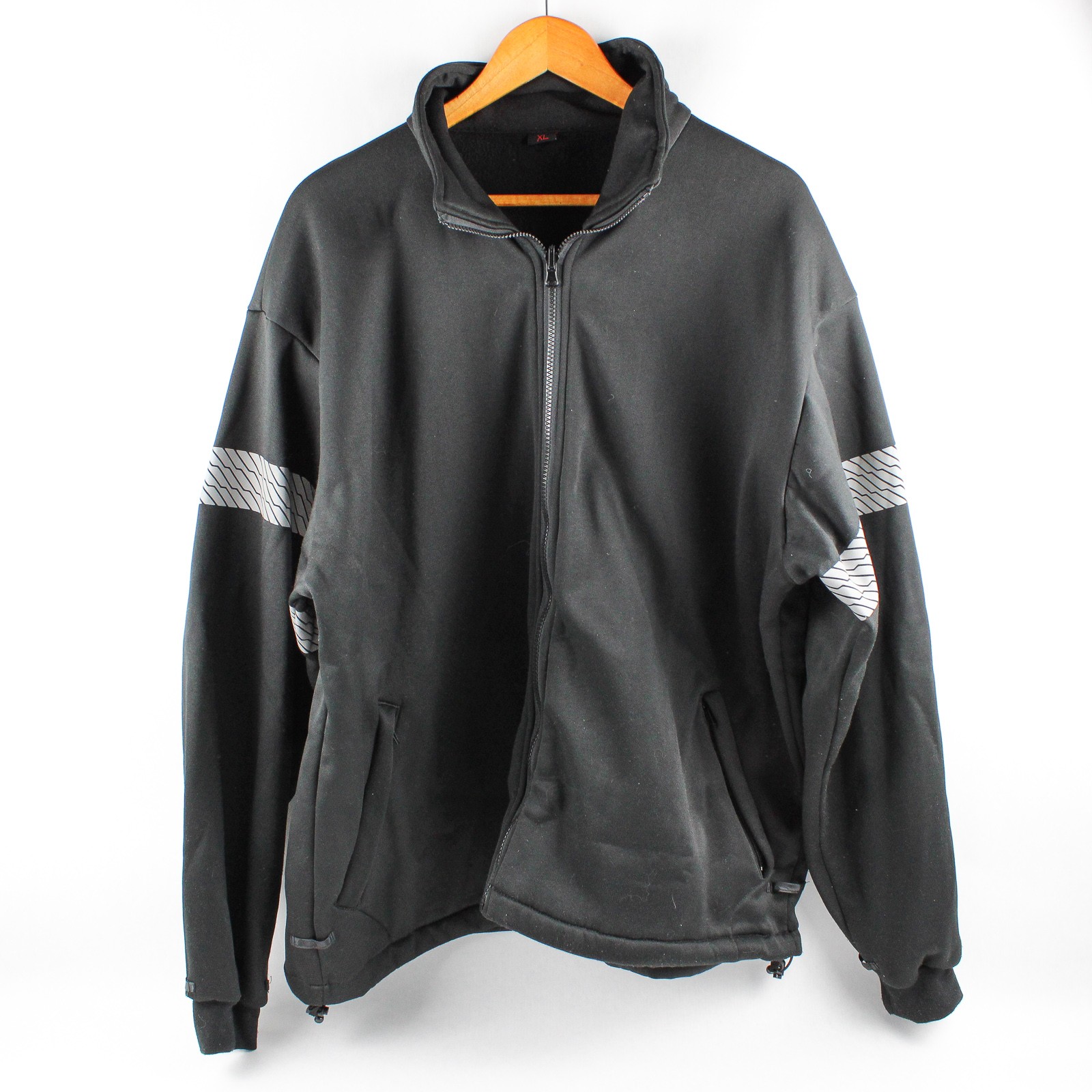 GSS Men\'s XL Black & Silver Full Zip Collared Safety Fleece Jacket