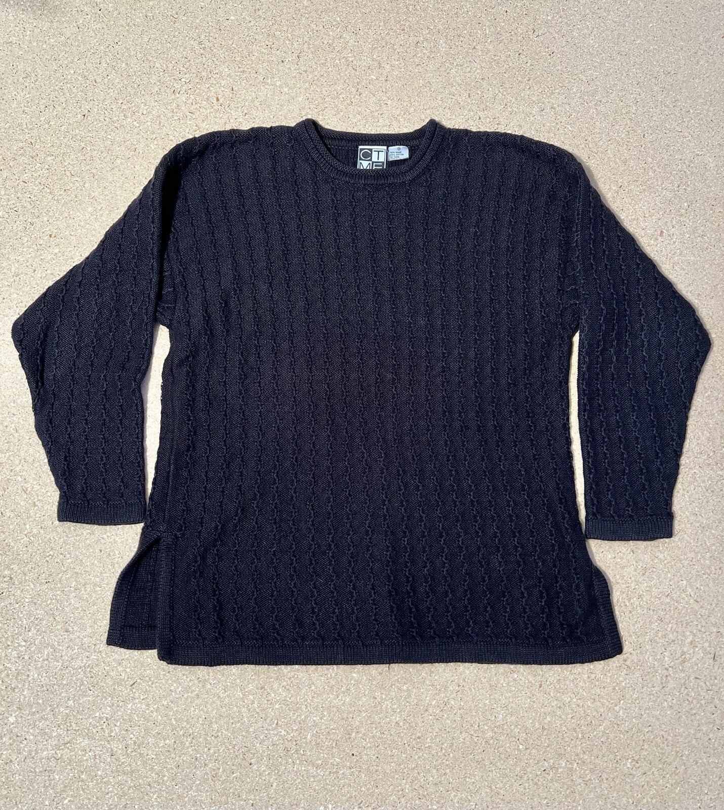 Vintage CTME Cable Knit Sweater Cardigan Mens Medium Heavyweight Cottage Fall