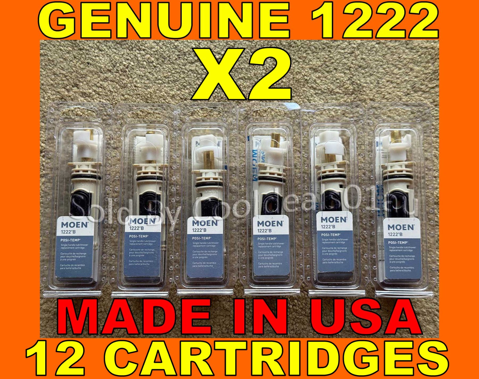 NEW 12 GENUINE MOEN 1222 POSI-TEMP Shower/Tub 1222B Cartridge Lot MADE in USA