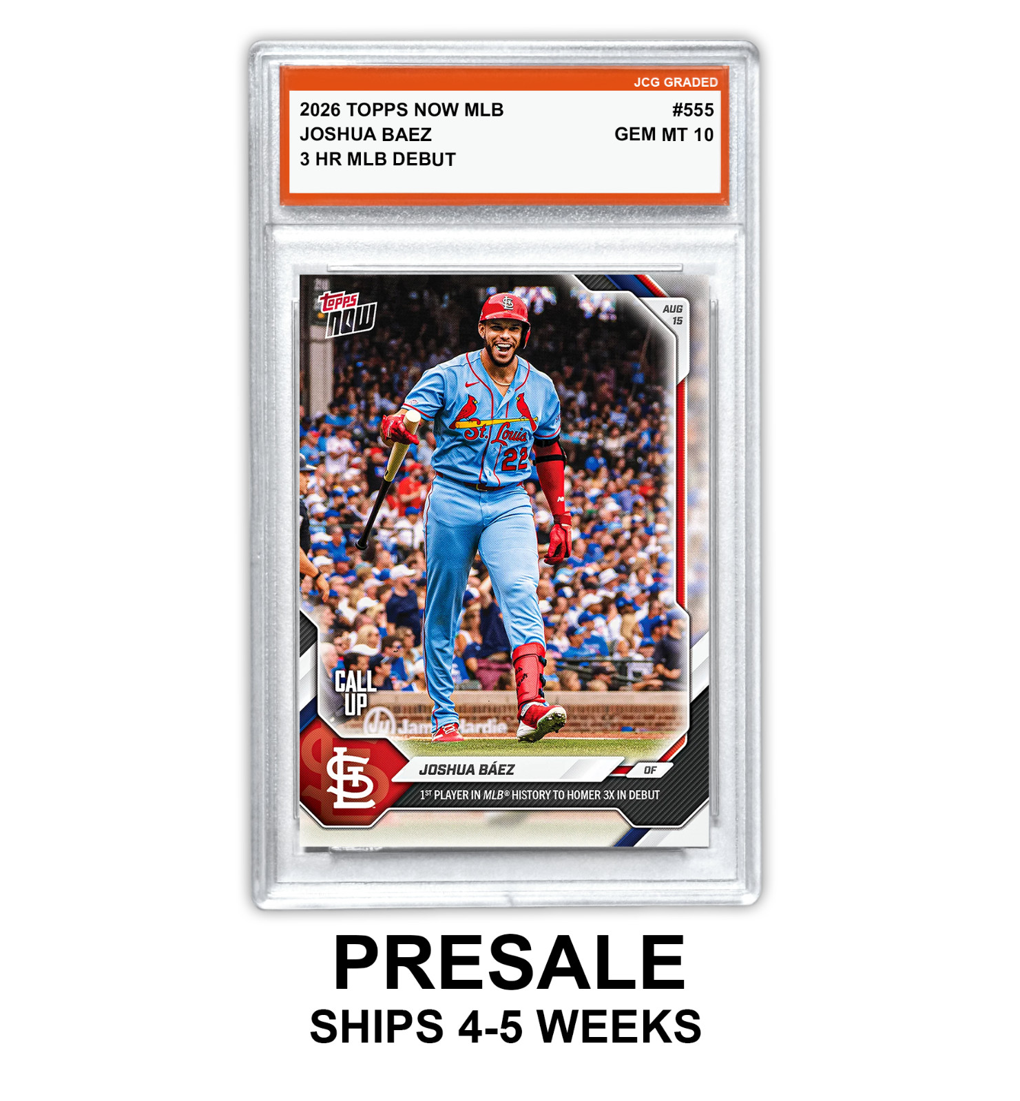 Joshua Baez 2026 Topps Now MLB #555 Debut Graded Gem Mint 10 - Presale
