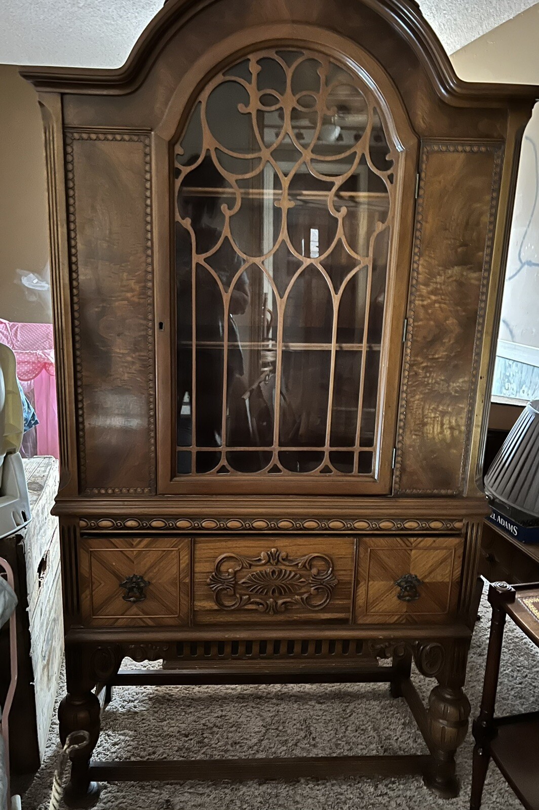 Vintage Huntley Simmons Furniture Wood Curio Cabinet 39” x 16.5” x 74”