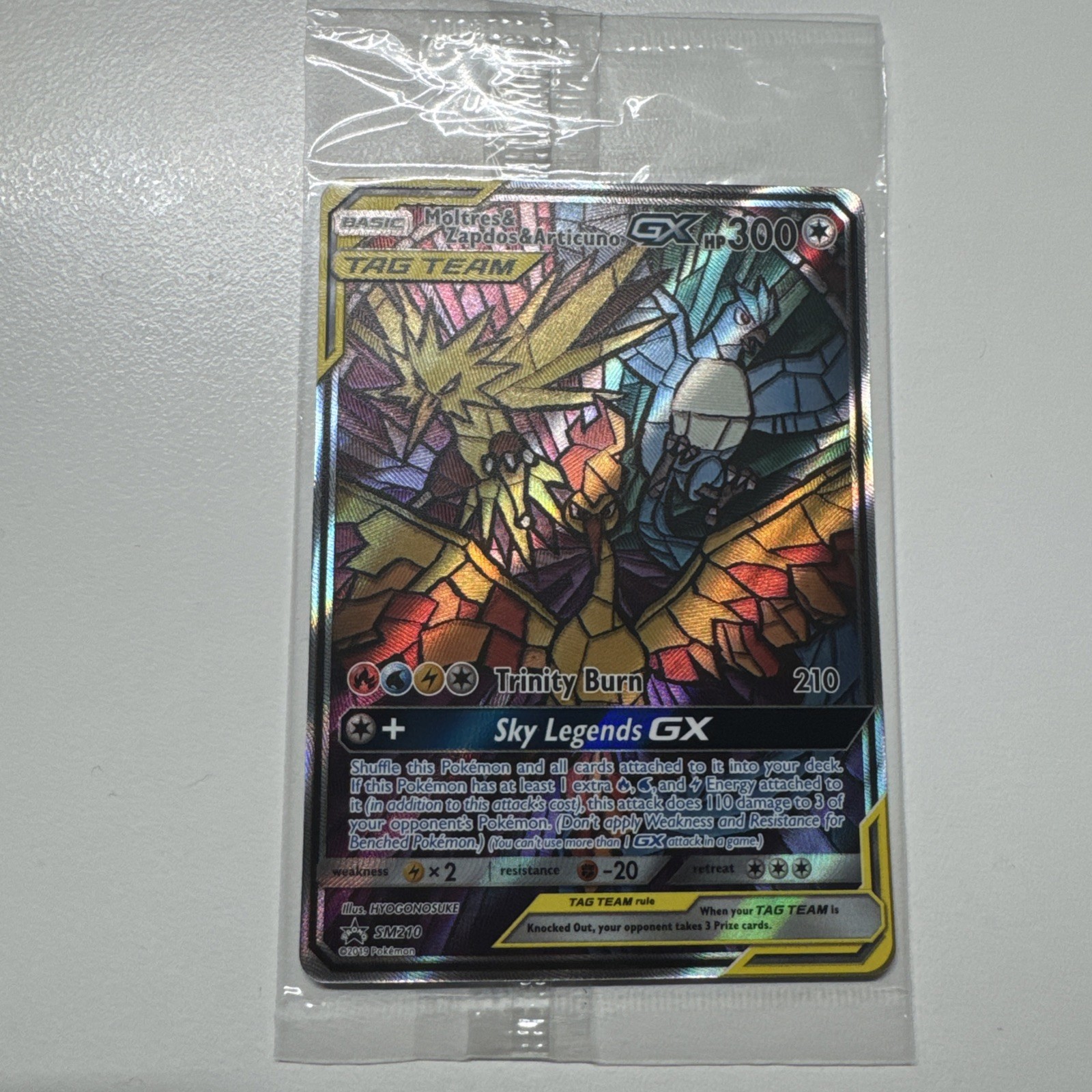 2019 Pokémon Moltres Zapdos Articuno GX #SM210 Stained Glass Promo Sealed