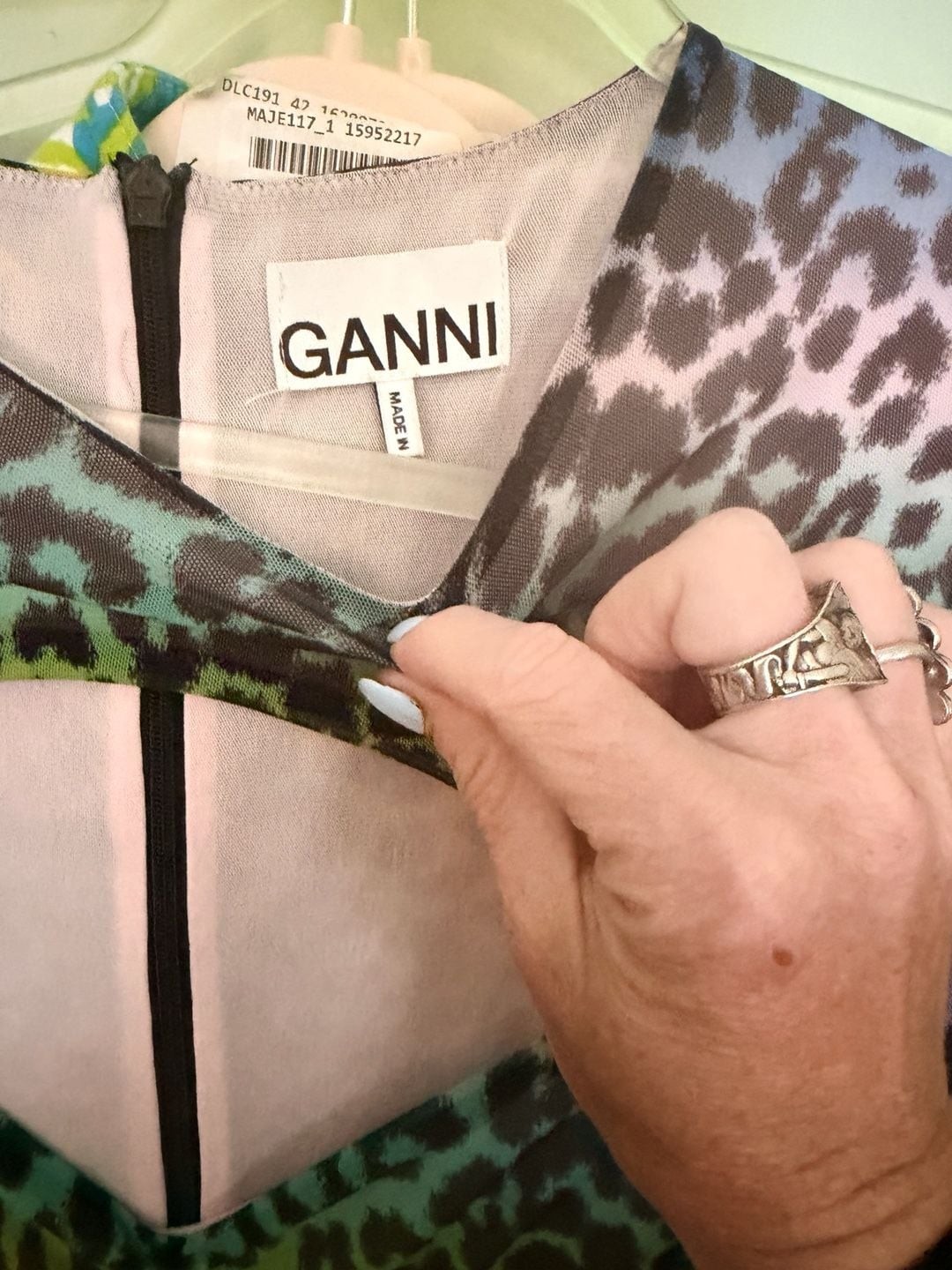 GANNI Leopard Print Ruched Mesh Cut-Out Mini Dress