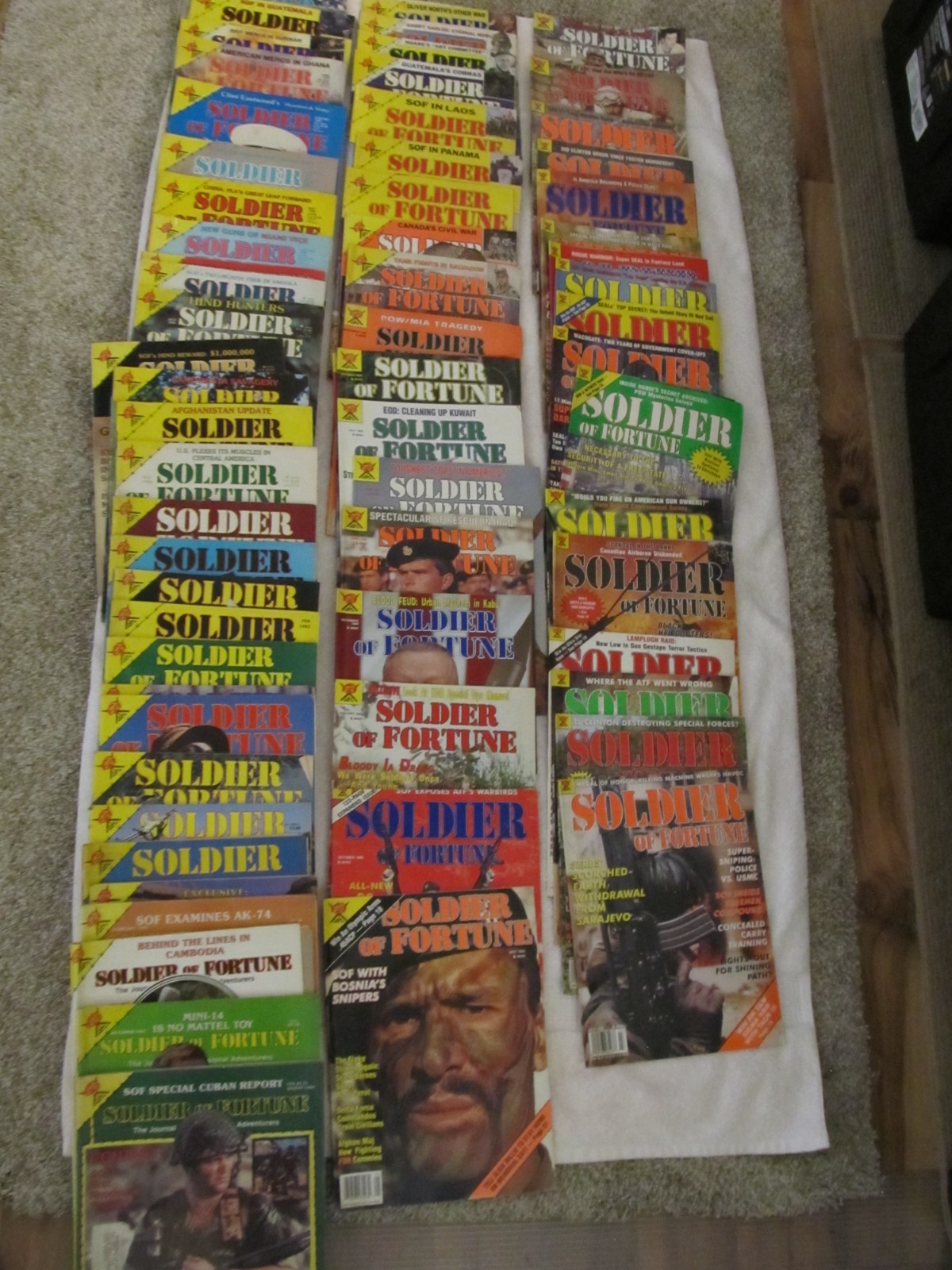 SOF Soldier of Fortune Magazine LOT of 67 ~ fair/very good ~ 1980-1996 range 