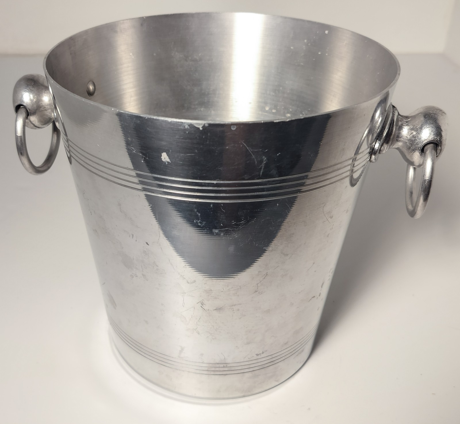 Vintage French Bourgeat Wine Chiller Aluminum France Ring Handles Decor Bar Ice Vintage French Bourgeat Wine Chiller Aluminum France Ring Handles Decor Bar Ice