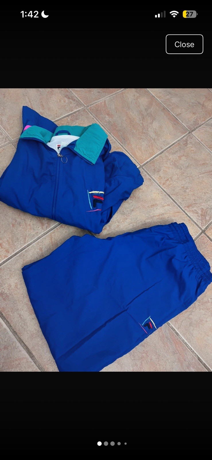 Vintage VTG 80s/90s FILA Windbreaker Tracksuit Two-Piece Matching Set Blue/Teal
