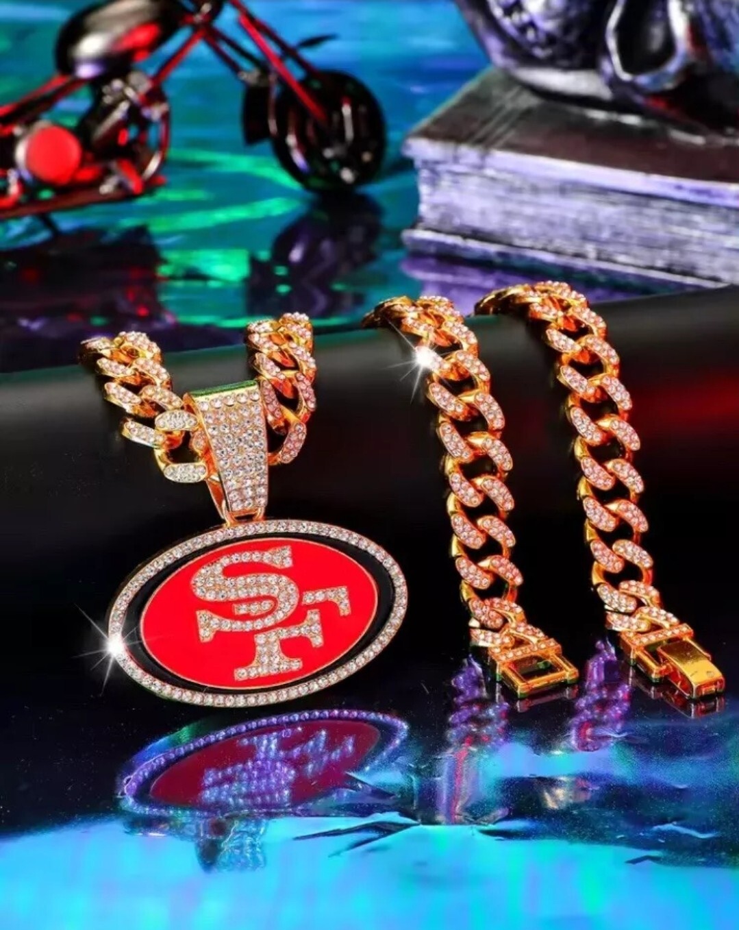 SAN FRANCISCO 49ERS Bling Hip Hop cubic zirconia Pendant 24\