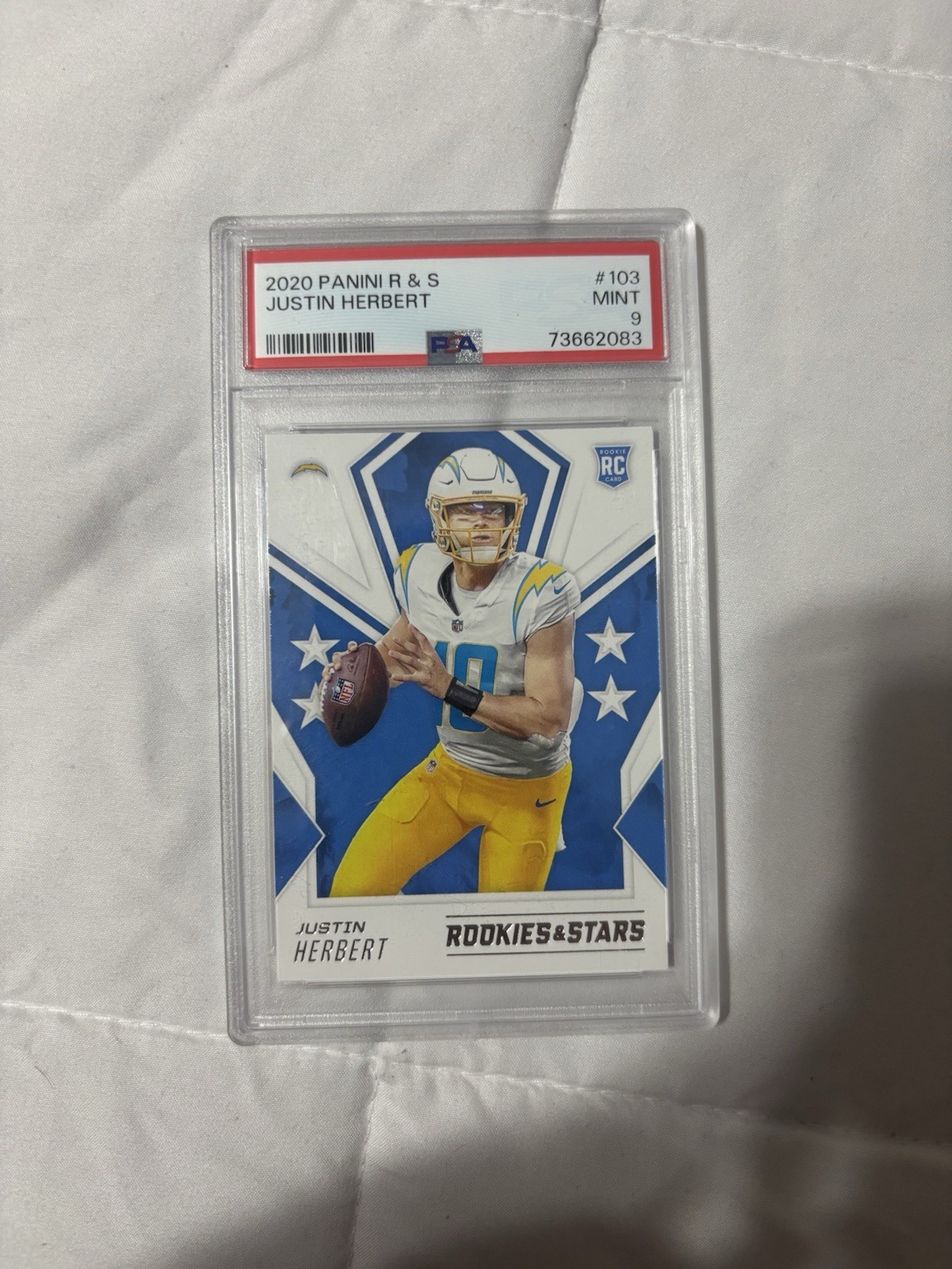 Panini 2020 Rookies & Stars Justin Herbert RC Base #103 Chargers PSA 73662083