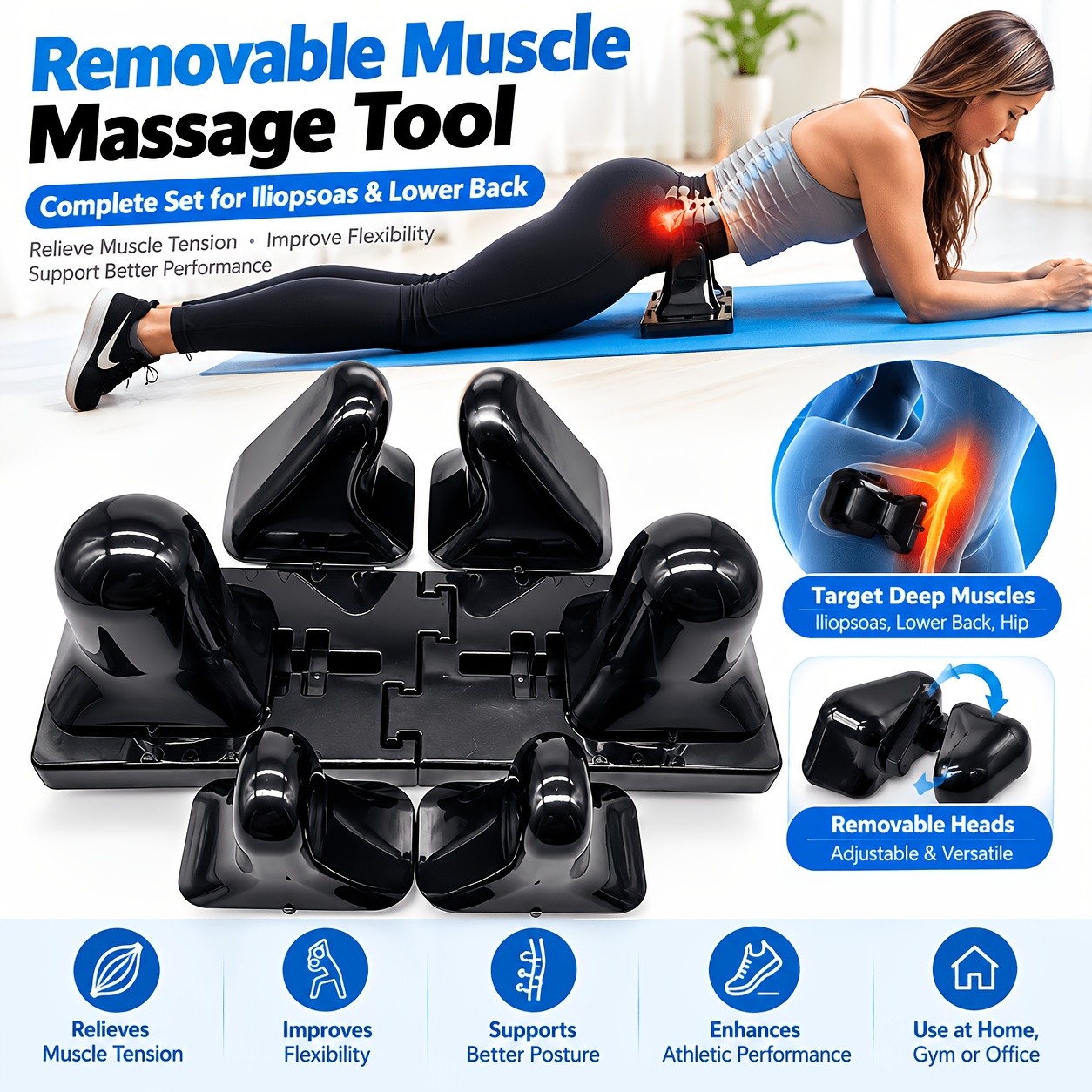 Fully Adjustable Psoas Muscle Release Tool with Thrival App for QL, Hip Flexor, Fully Adjustable Psoas Muscle Release Tool with Thrival App for QL, Hip Flexor,
