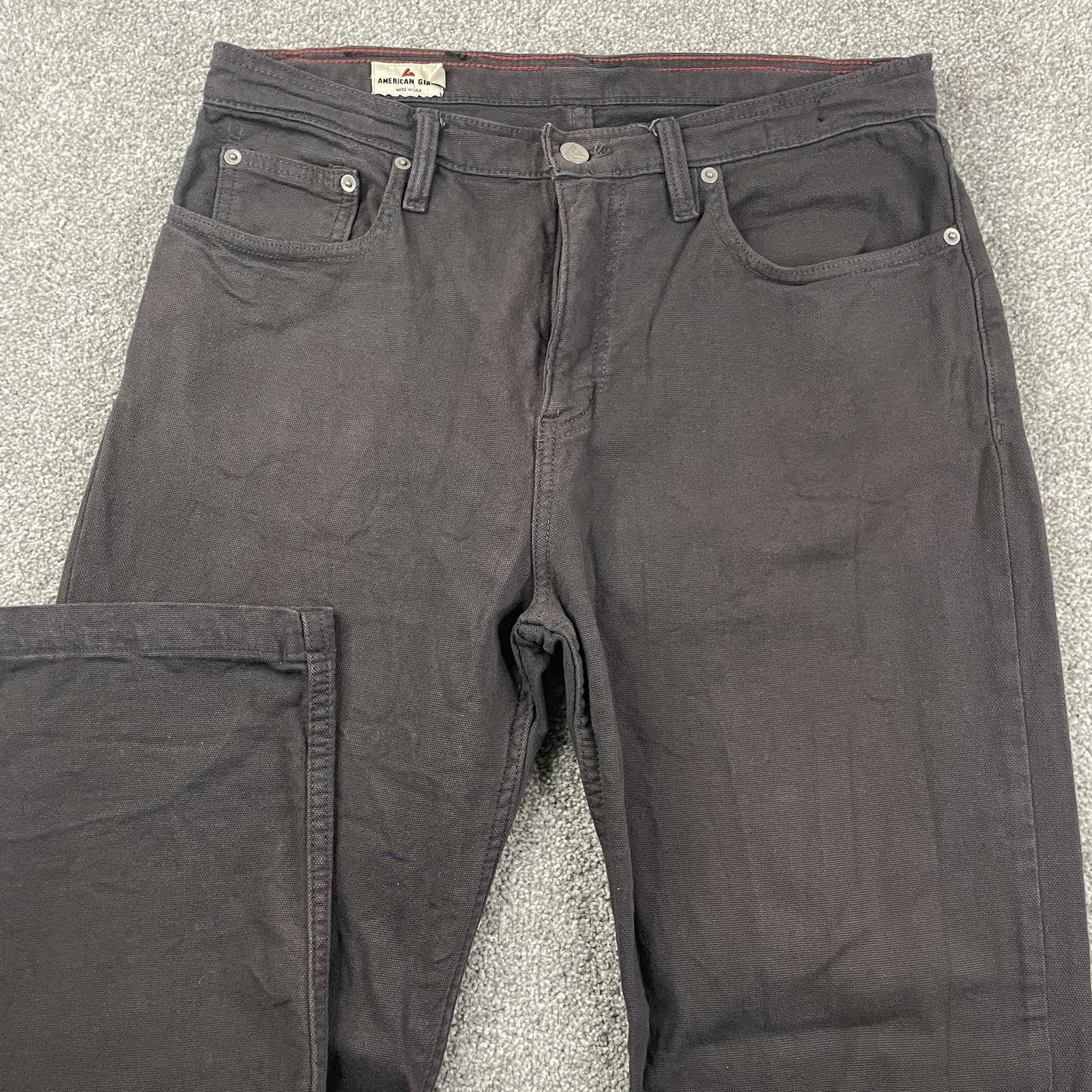 American Giant Roughneck Stretch Canvas Pants Mens 32x30 Straight Grey USA Work