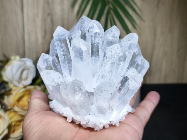 500-600g New Find Large Clear Quartz Crystal Healing Cluster Mineral Rock Gifts